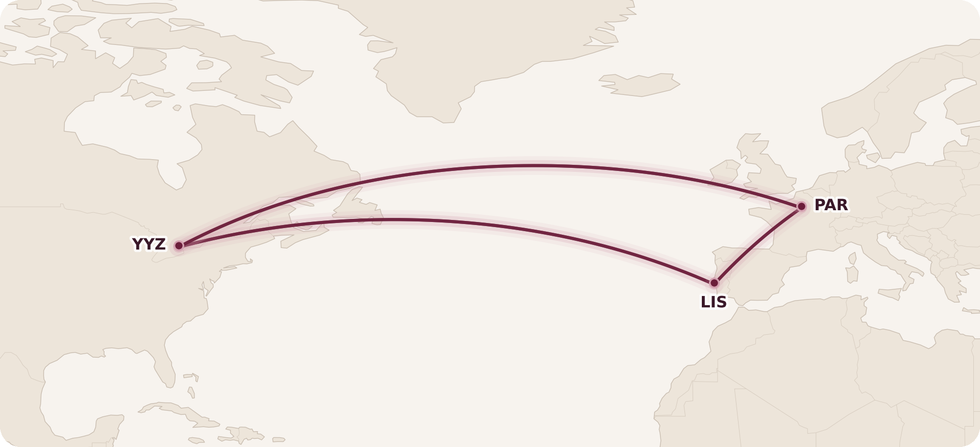 Map for How to Book Complex Trips with Aeroplan