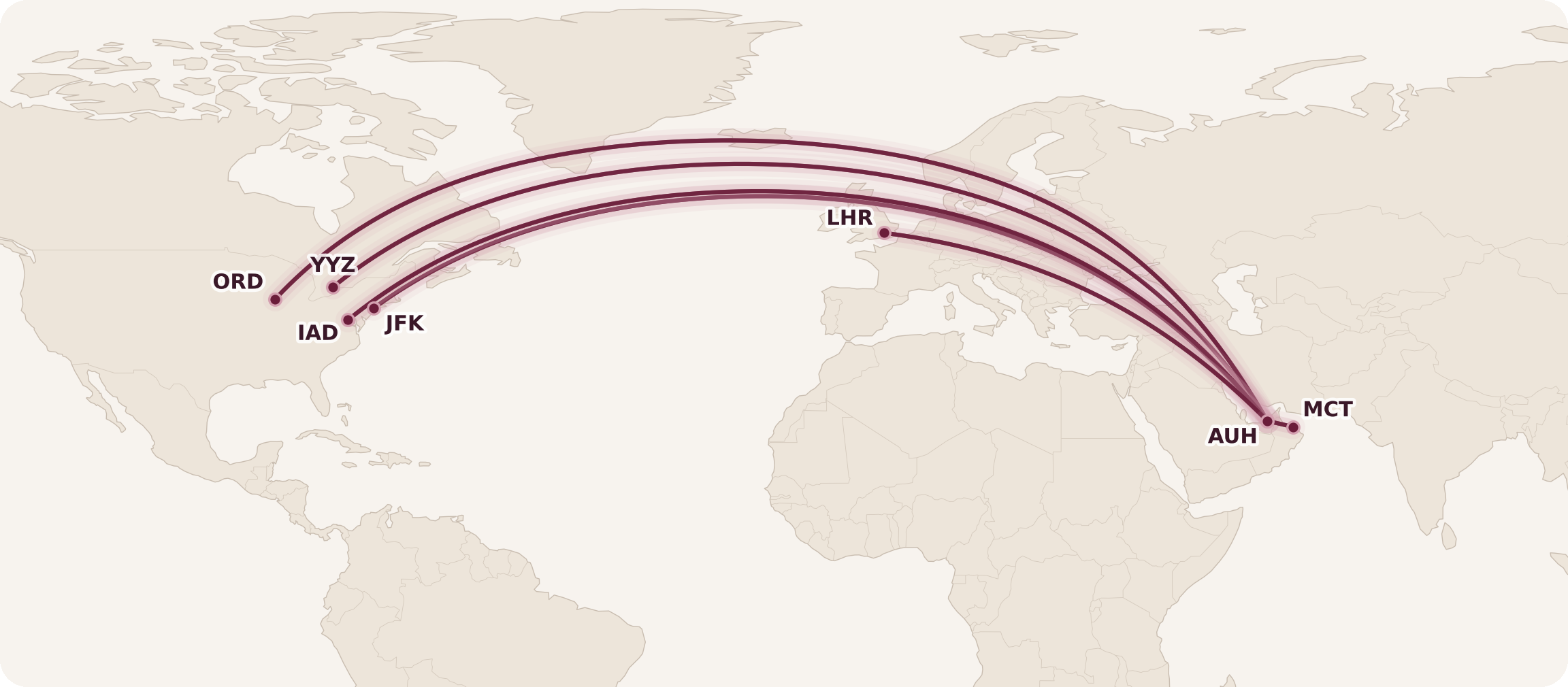 Etihad Business Class Routes