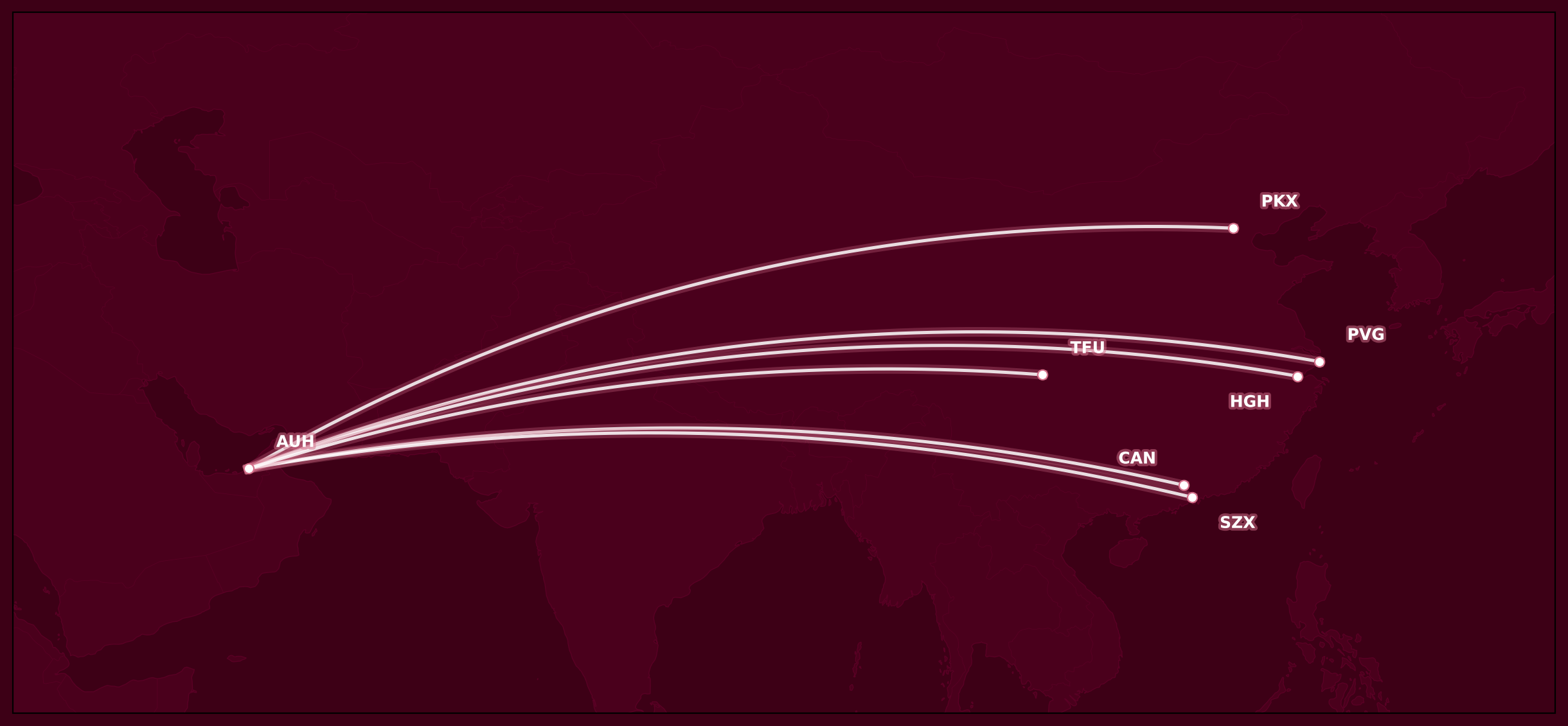 Etihad Airways China-Streckennetz