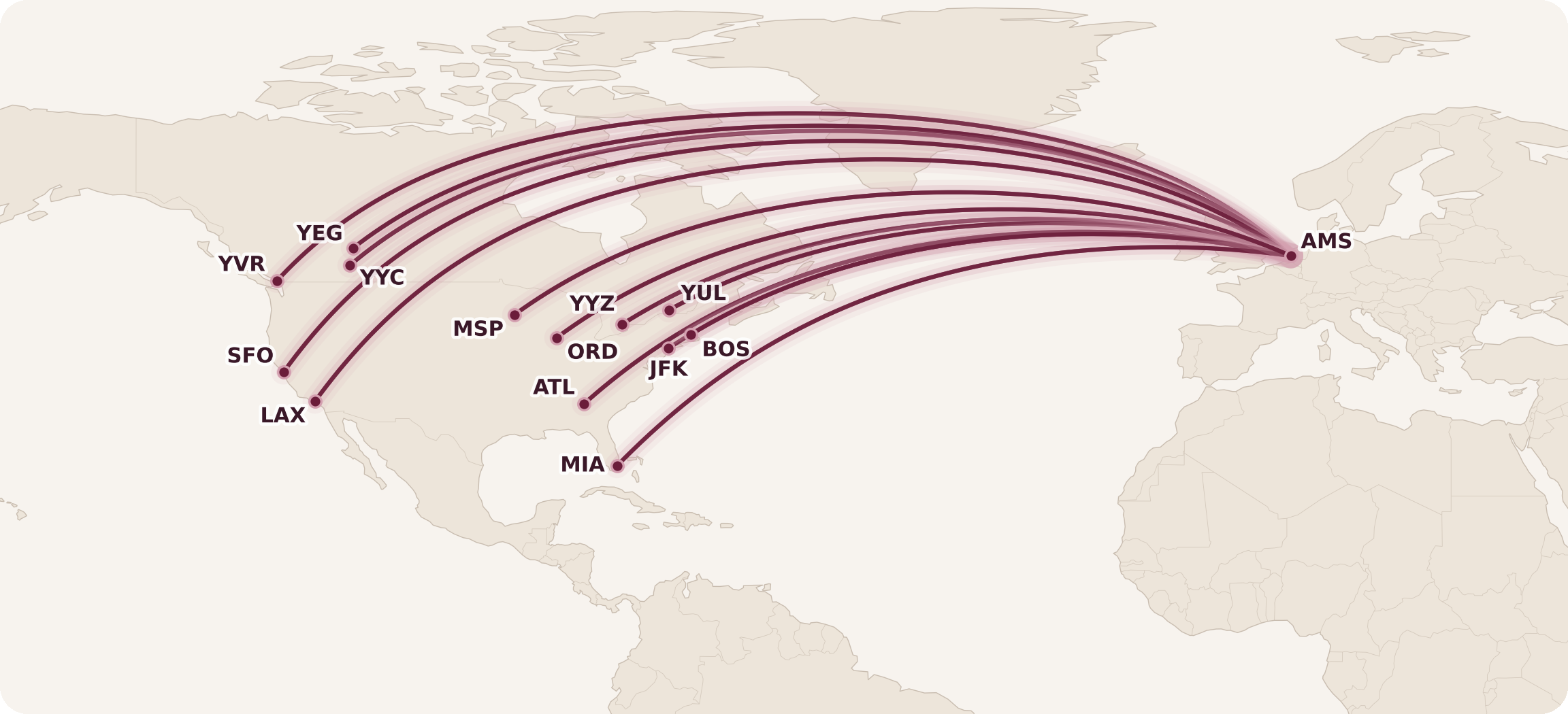 KLM Business Class Routes