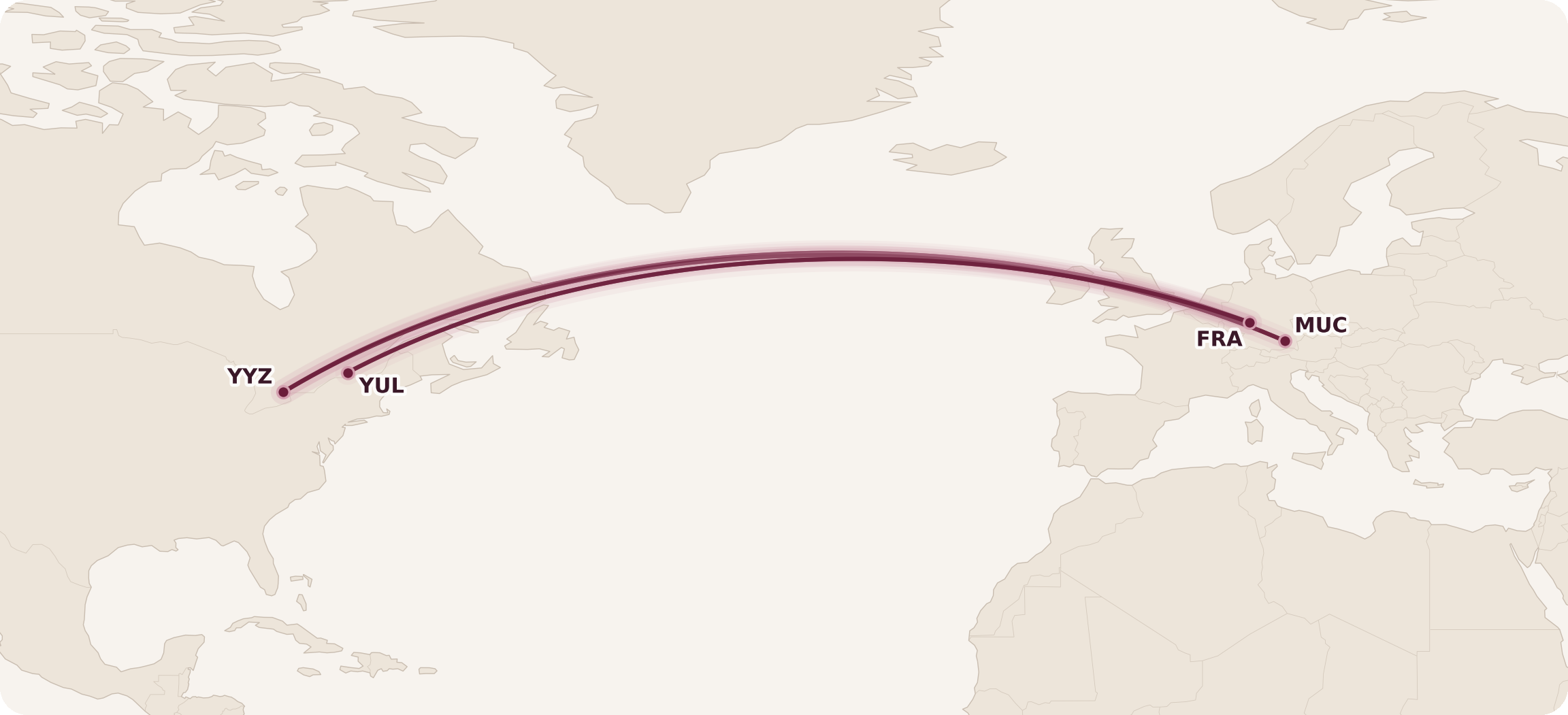 Lufthansa Business Class Routes from Canada