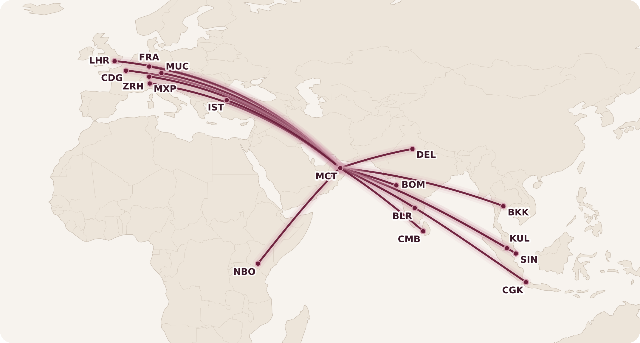 Oman Air Business Class Routes