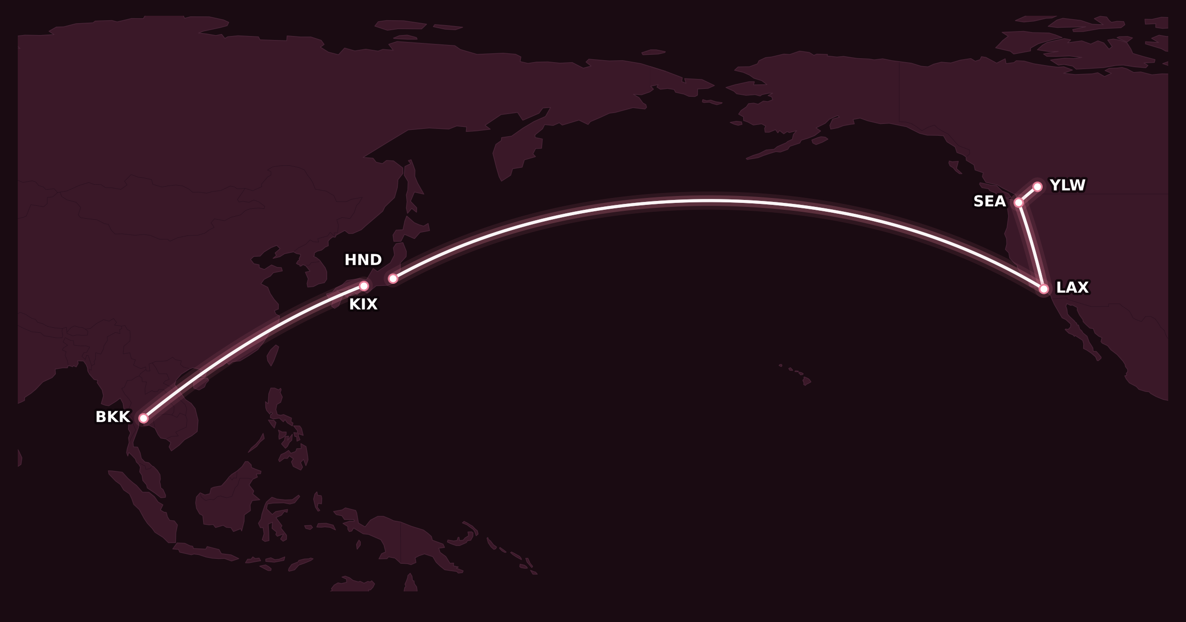 Map for 9 Sweet Redemptions with Alaska Mileage Plan