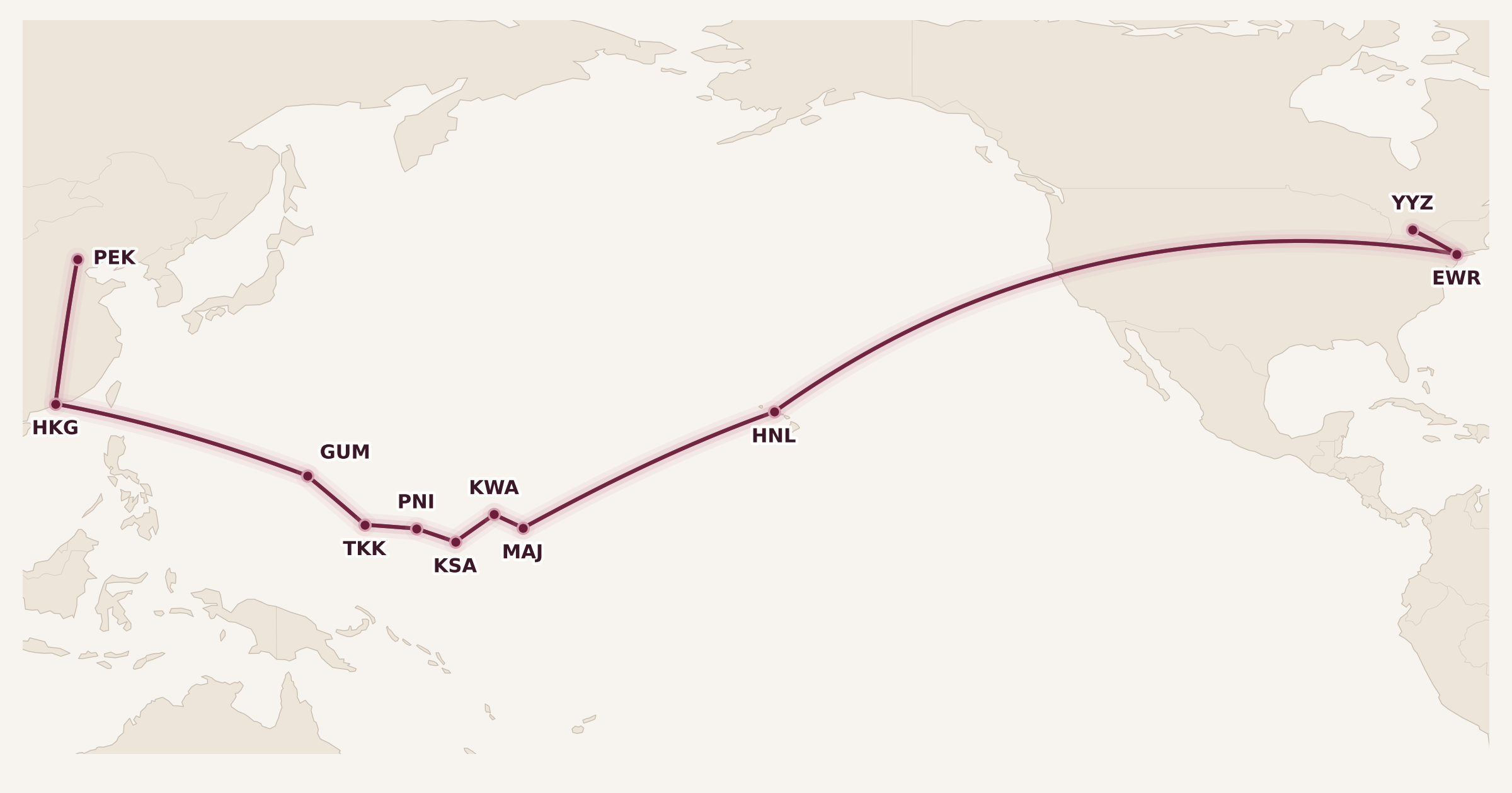 Map for Impressions from Round-the-World 2019, Part 2