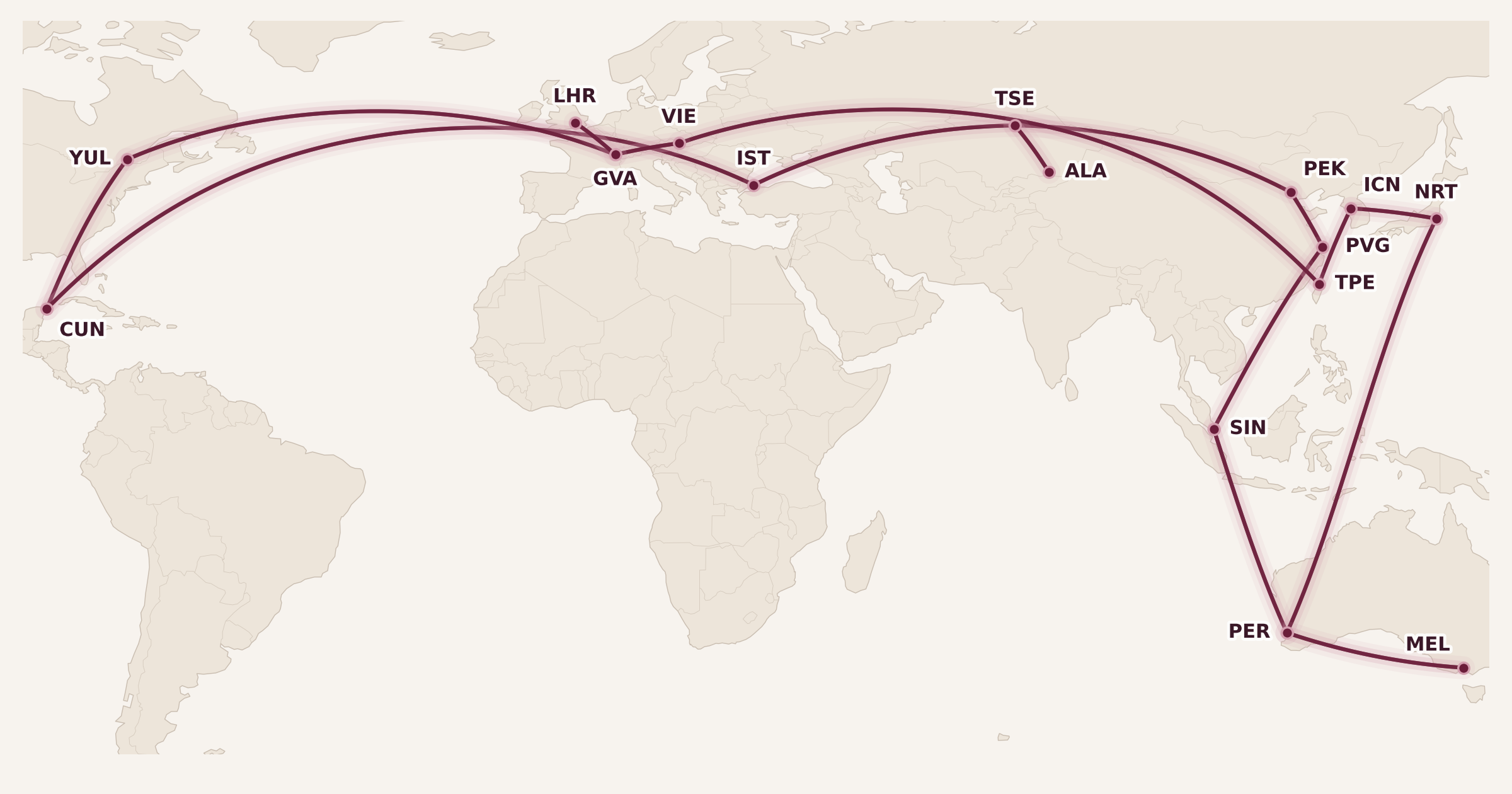 Map for Booked: Relentlessly Round-the-World