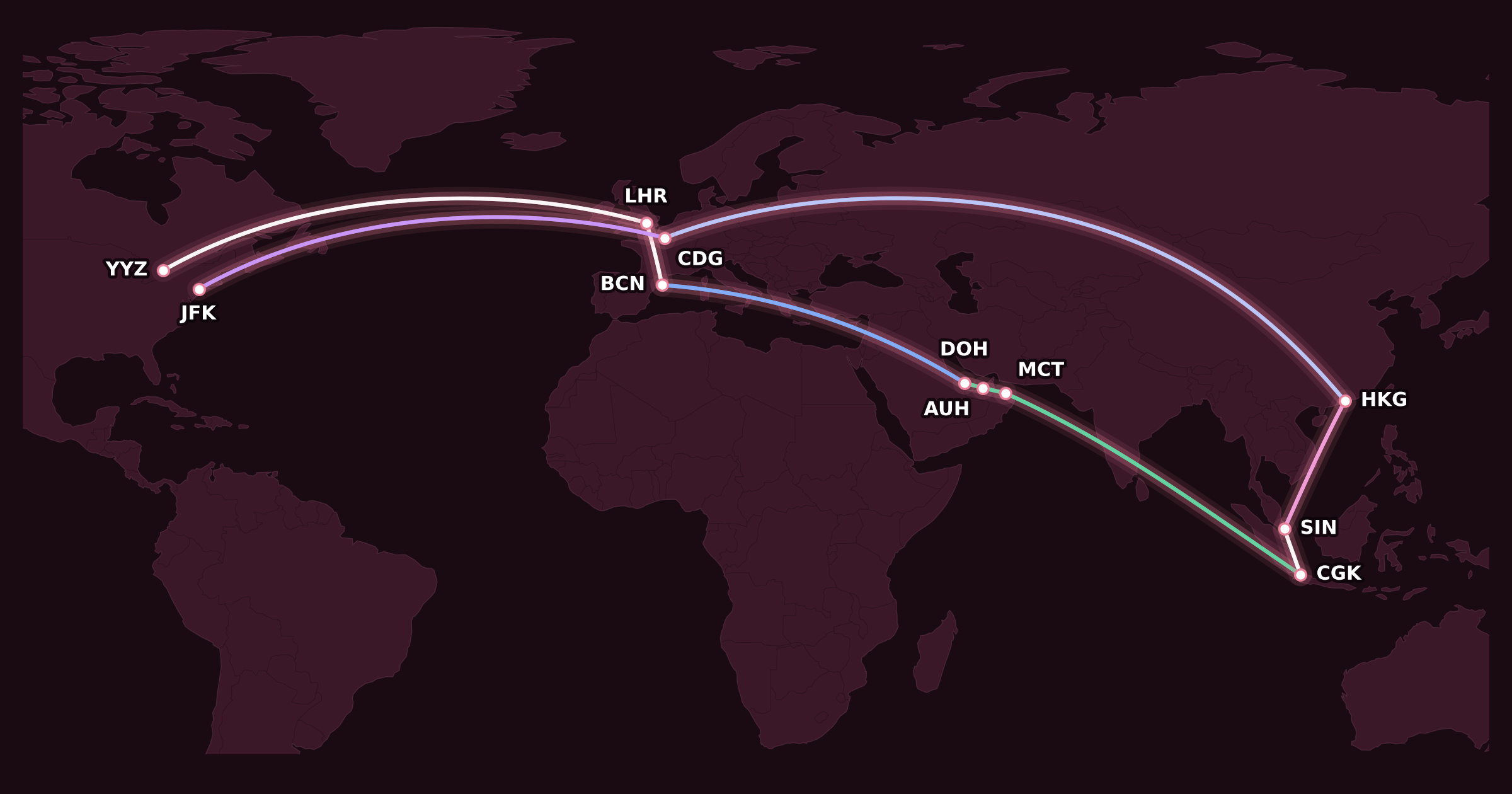 Map for Booked: Six Airlines to South East Asia