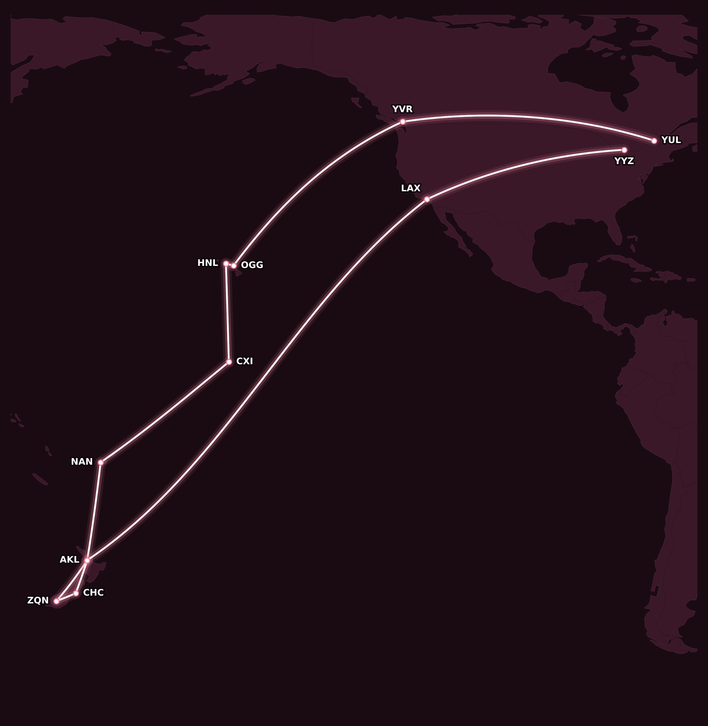 Map for Booked: Aloha, Bula, and Kia Ora