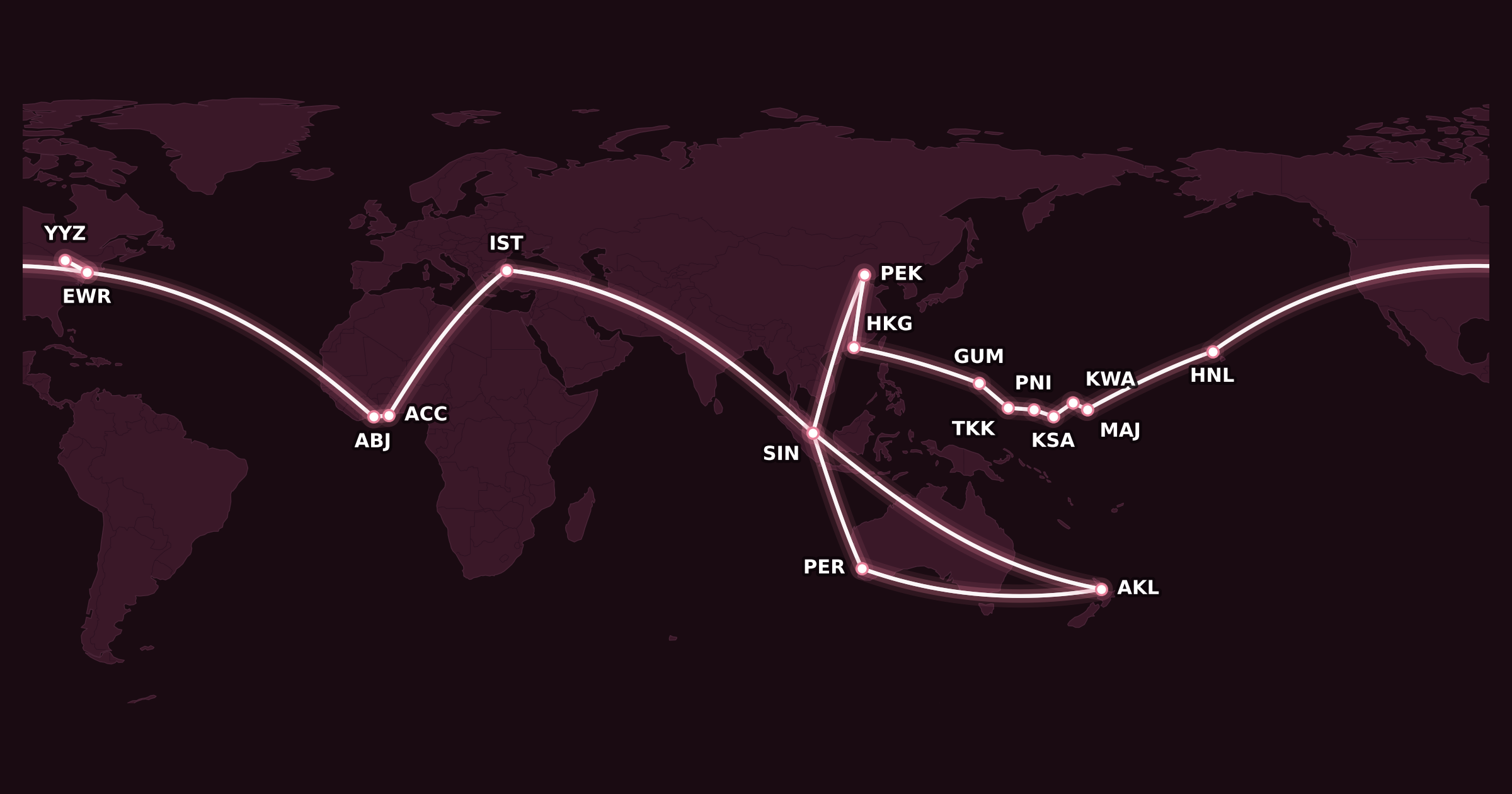 Map for Booked: The Crazy Aeroplan Trip