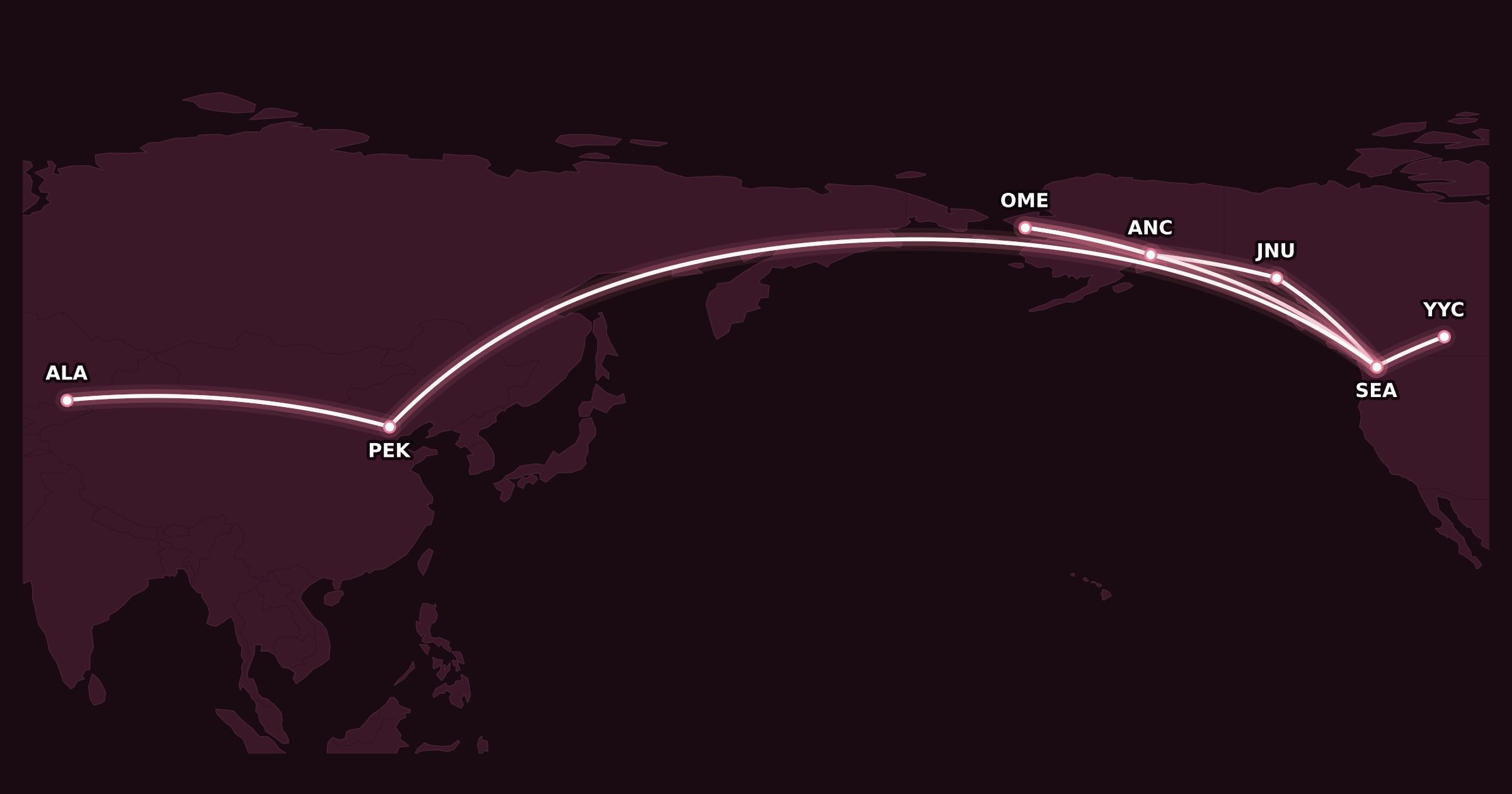 Map for Creative Stopovers with Alaska Mileage Plan