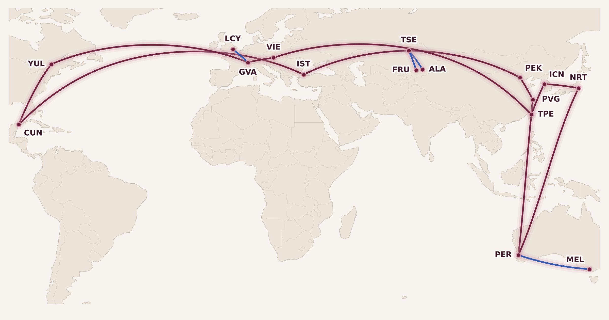 Map for Aeroplan Mini-RTW: Two Weeks to Go!