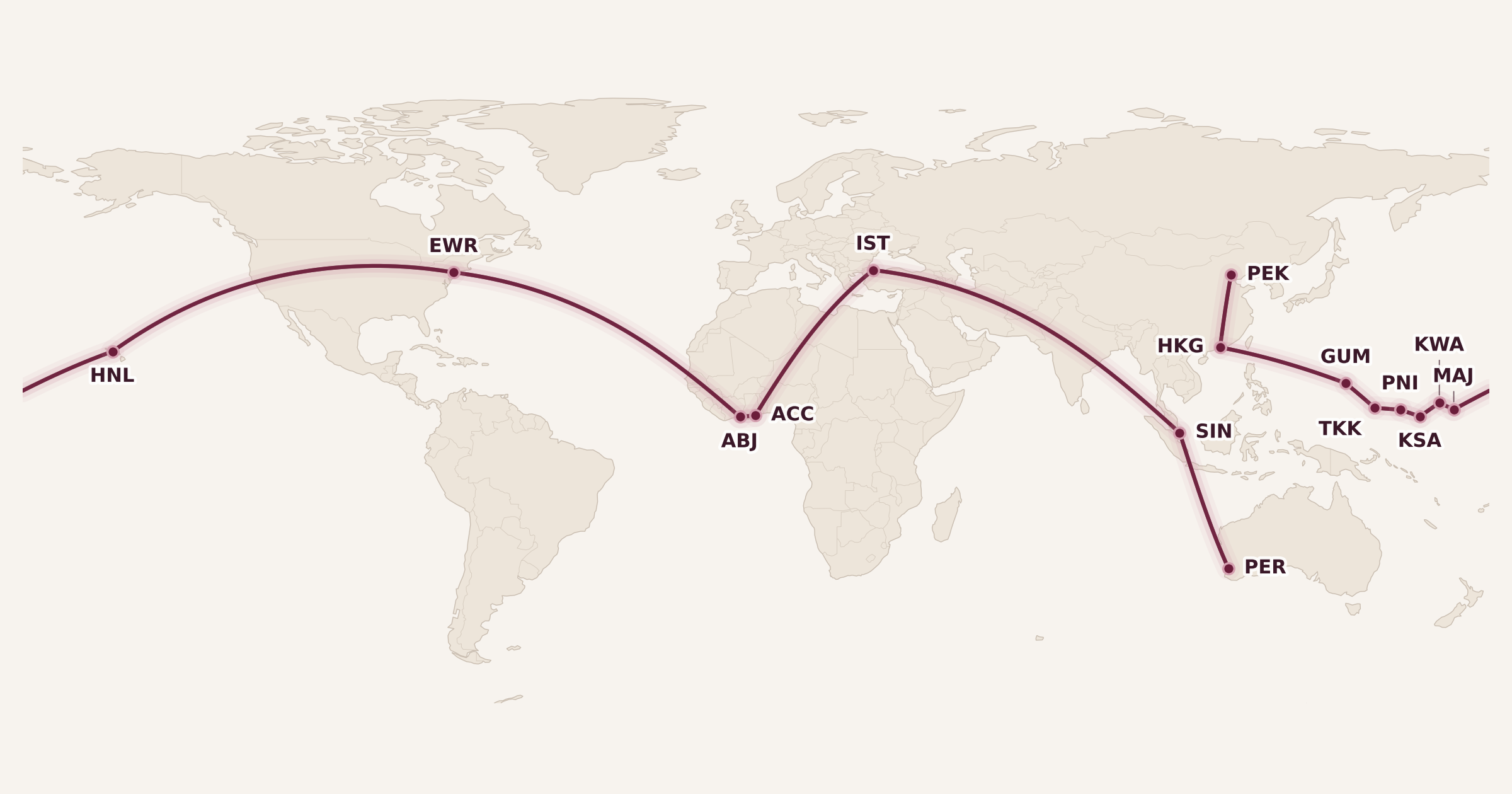 Map for Booked: The Crazy Aeroplan Trip