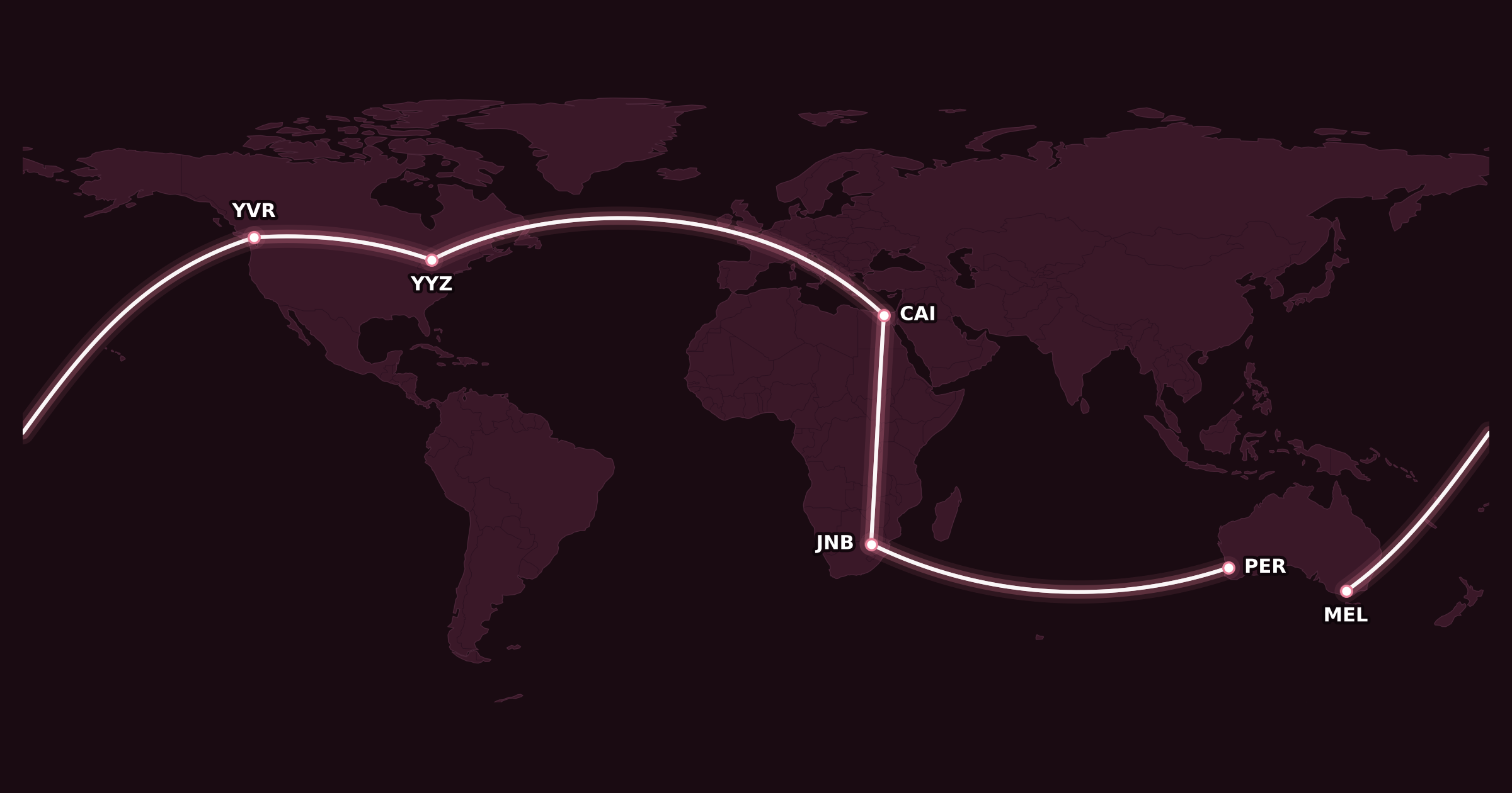Map for Success Story: Becca’s Trip to Africa and Australia, All on Points