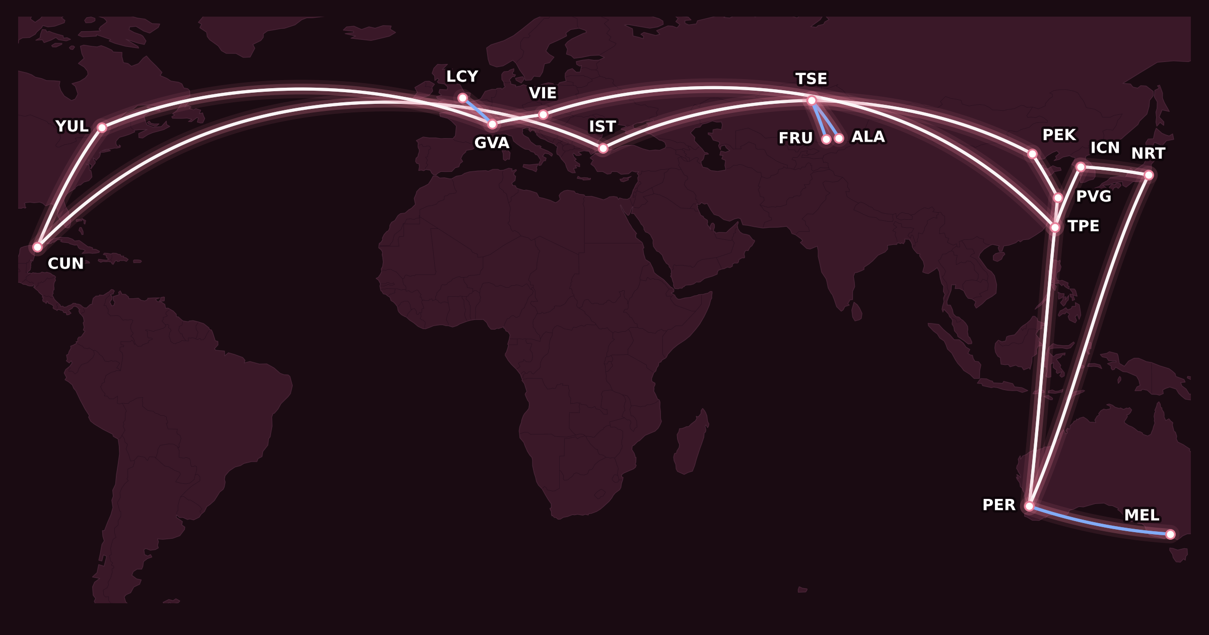Map for Aeroplan Mini-RTW: Two Weeks to Go!