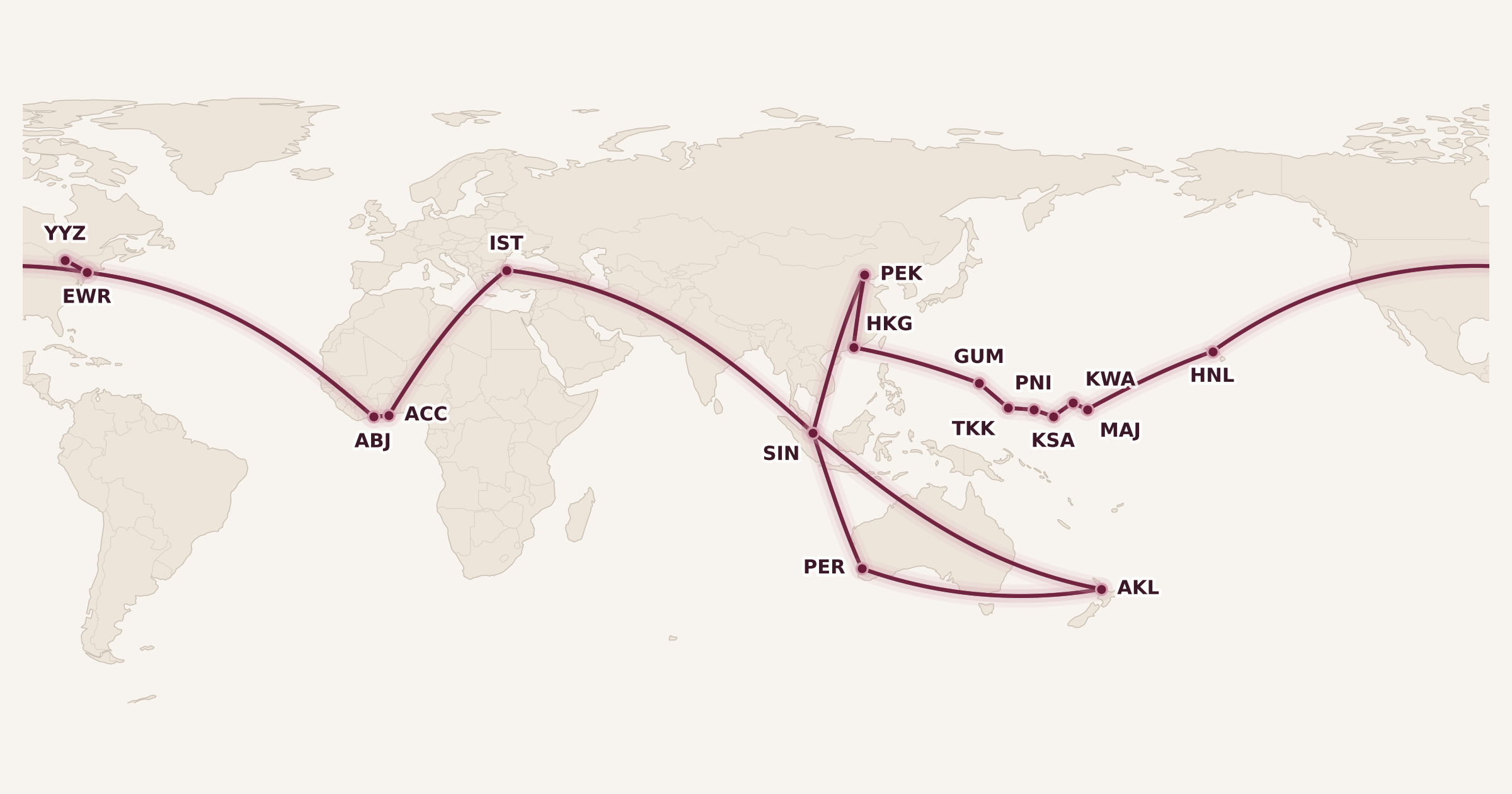 Map for Booked: The Crazy Aeroplan Trip