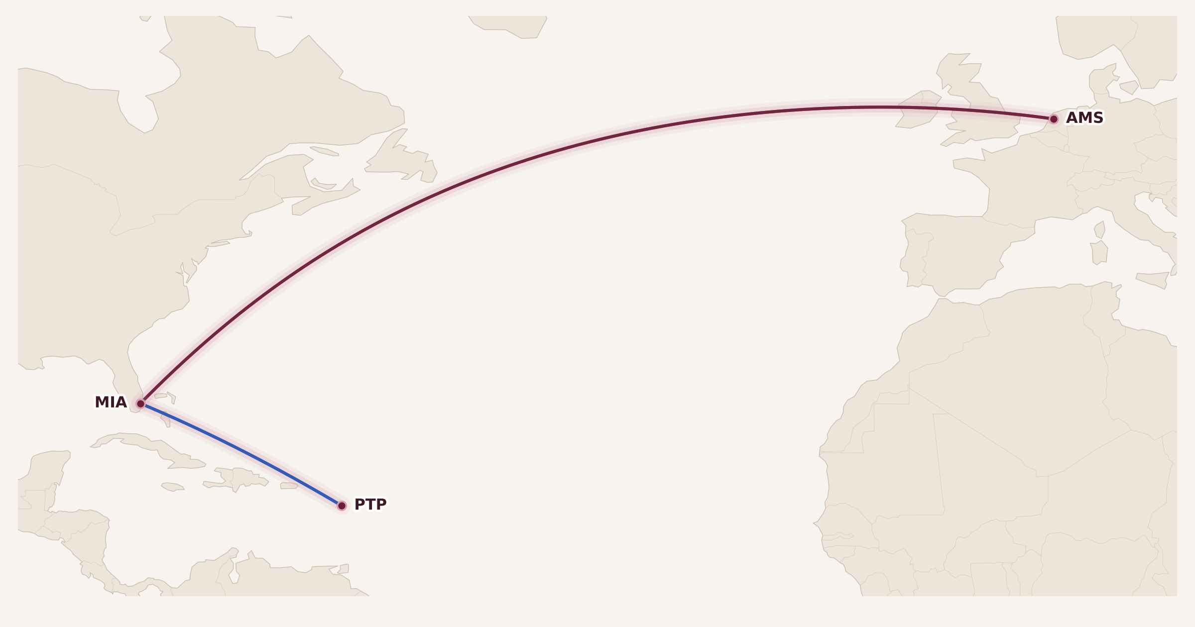 Map for Air France/KLM Flying Blue Adds Free Stopovers