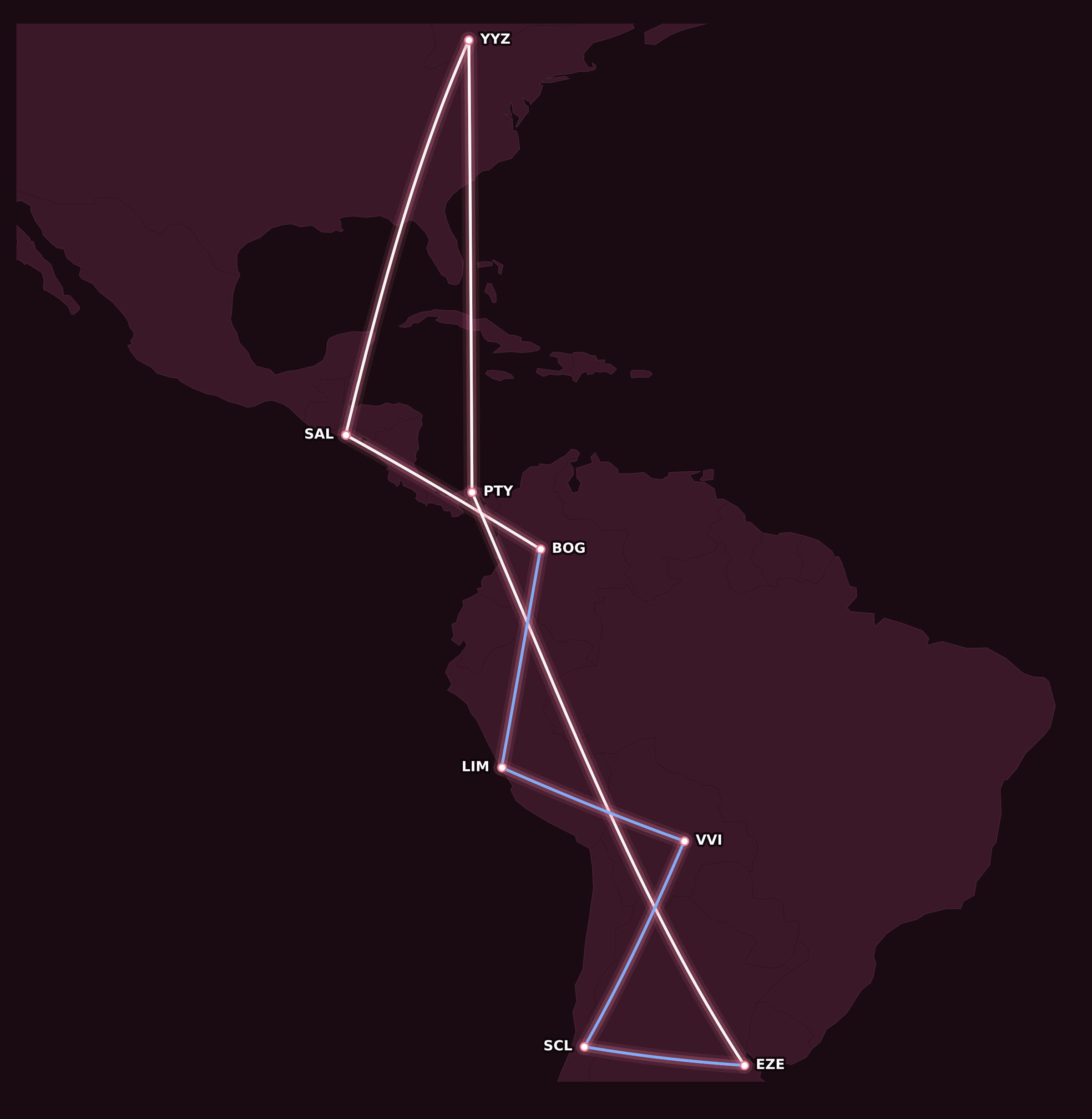 Map for Living in a Two-Stop Aeroplan Mini-RTW World