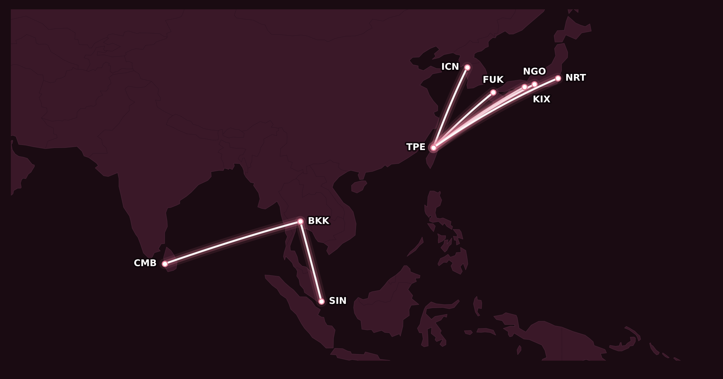 Map for Creative Stopovers with Alaska Mileage Plan