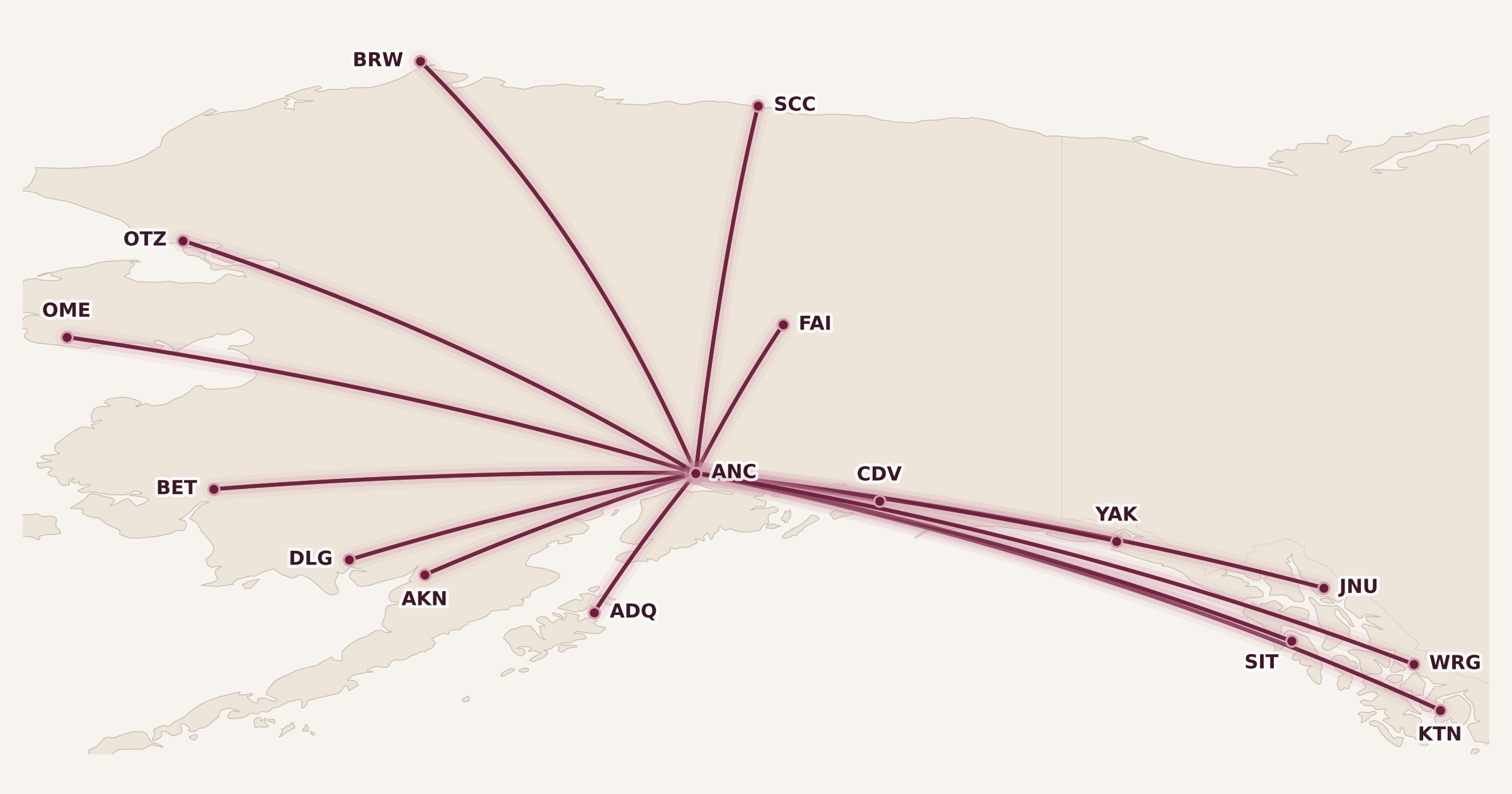 Map for 9 Sweet Redemptions with Alaska Mileage Plan