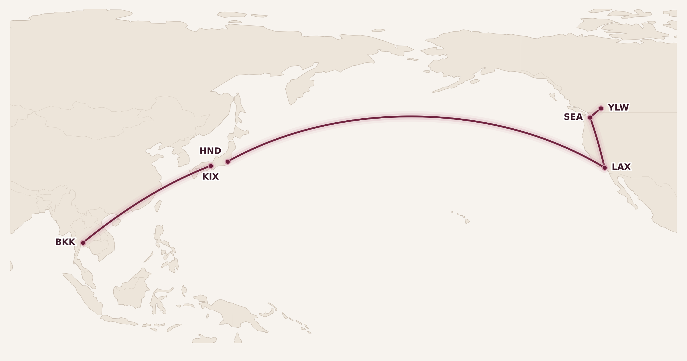 Map for 9 Sweet Redemptions with Alaska Mileage Plan