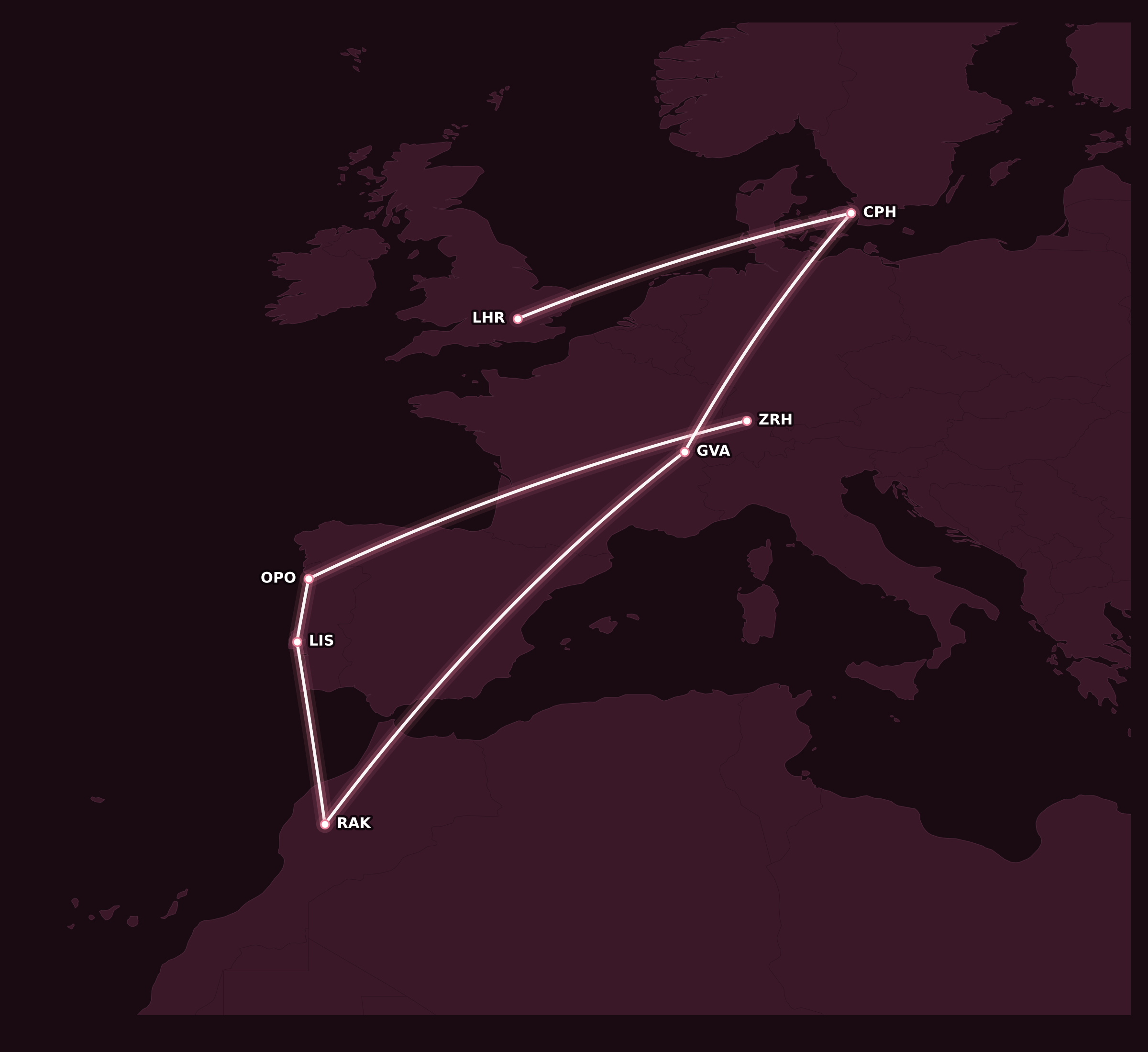 Map for Success Story: Matt’s Frugal Round-the-World Solo Trip
