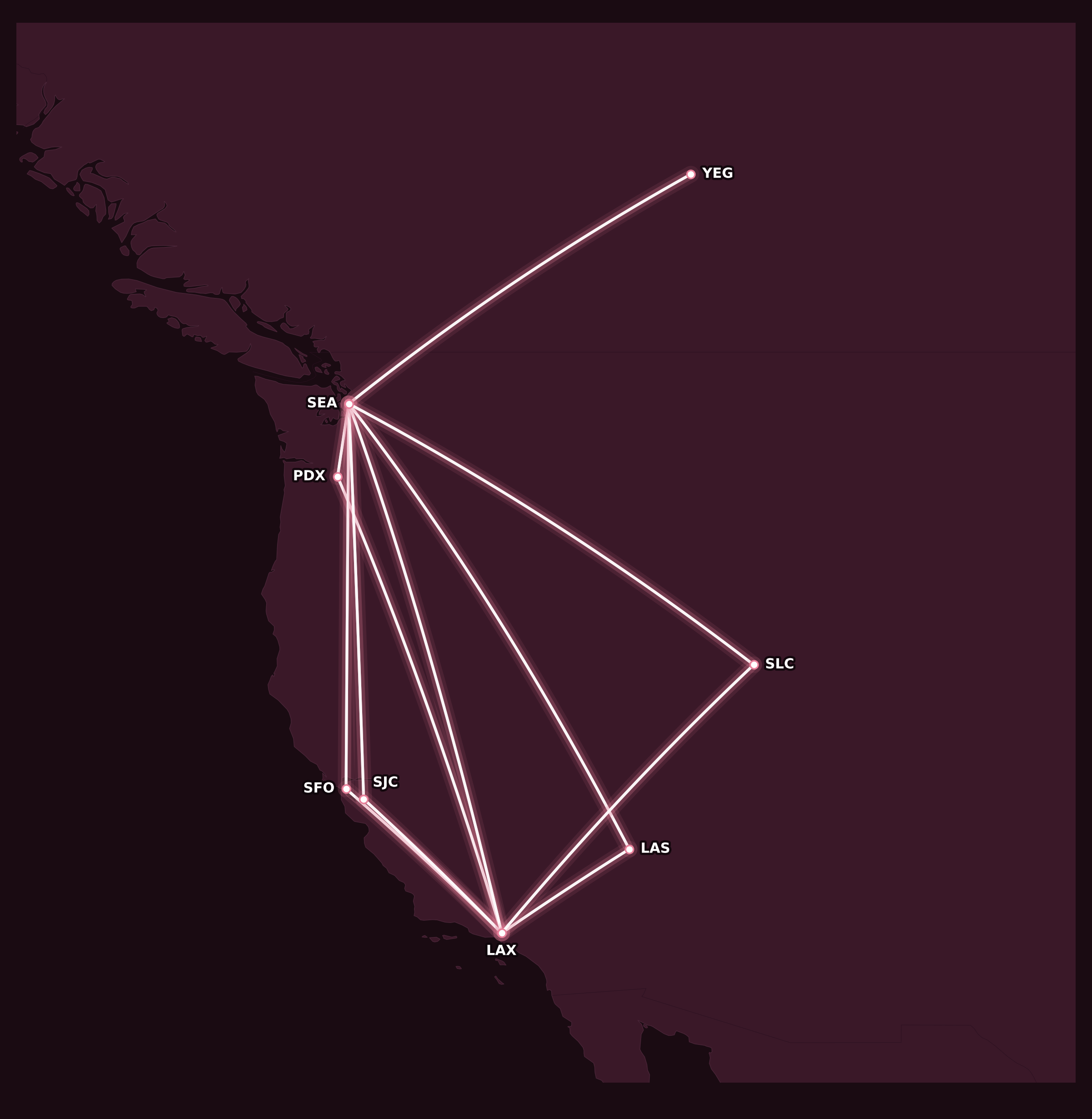 Map for Creative Stopovers with Alaska Mileage Plan