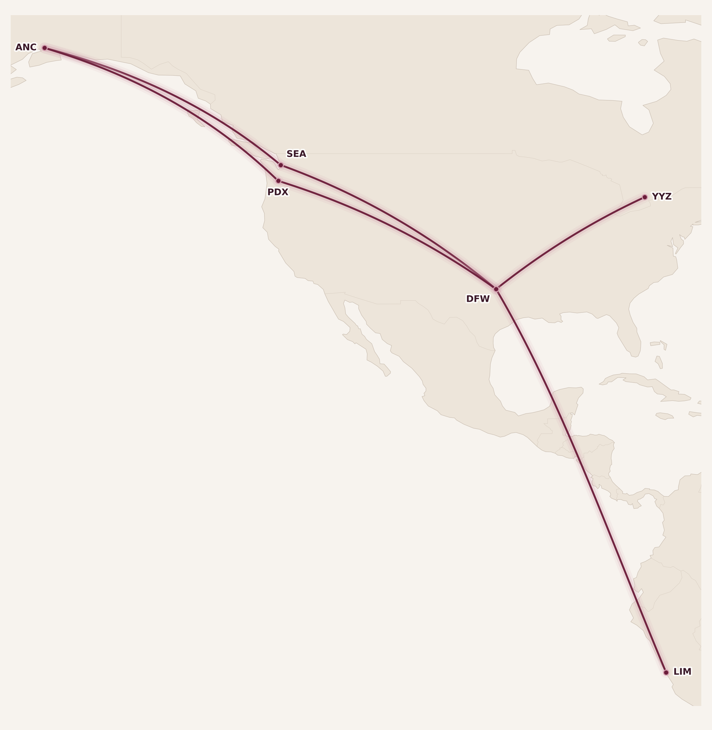 Map for Creative Stopovers with Alaska Mileage Plan