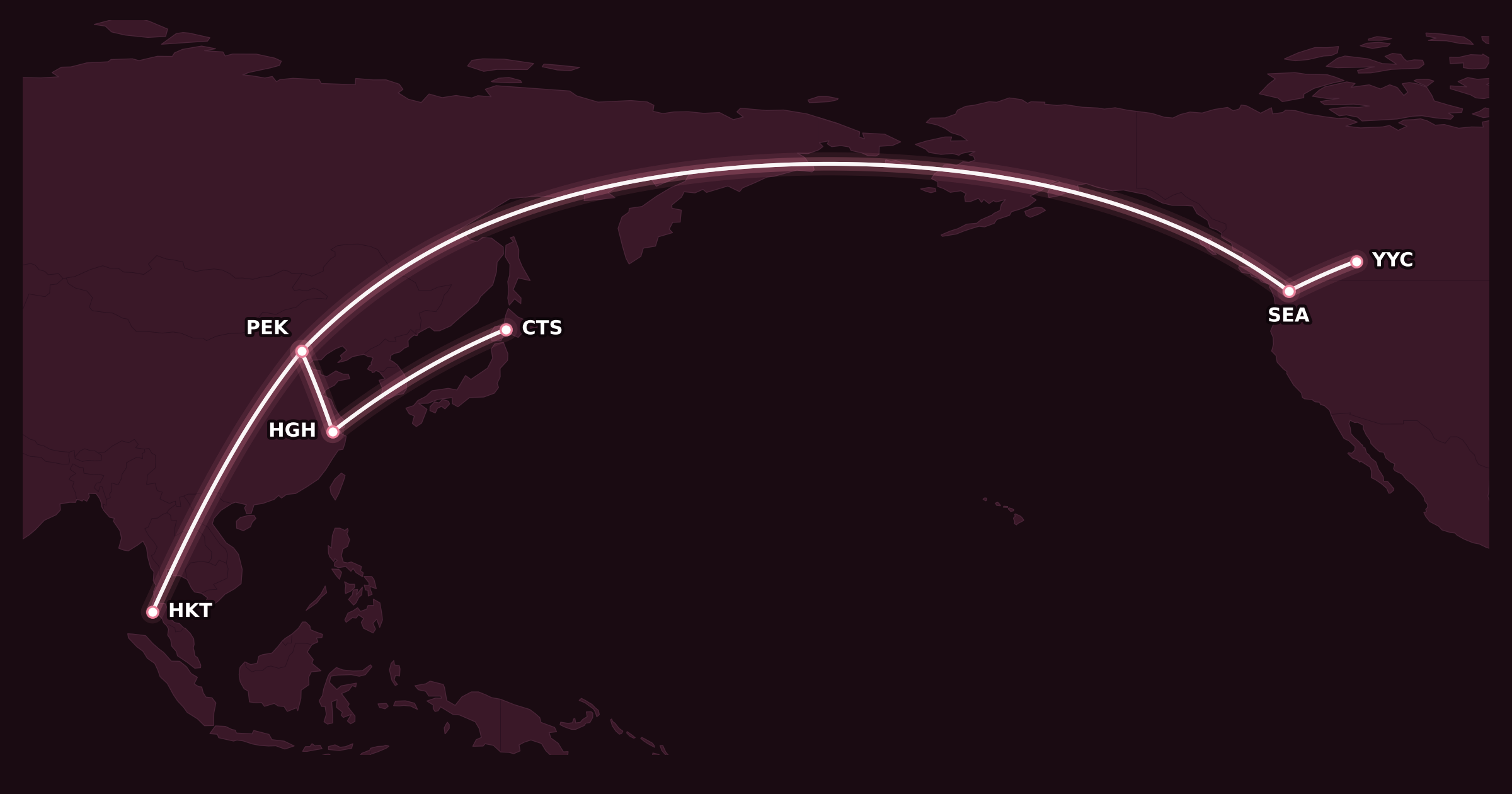 Map for Creative Stopovers with Alaska Mileage Plan