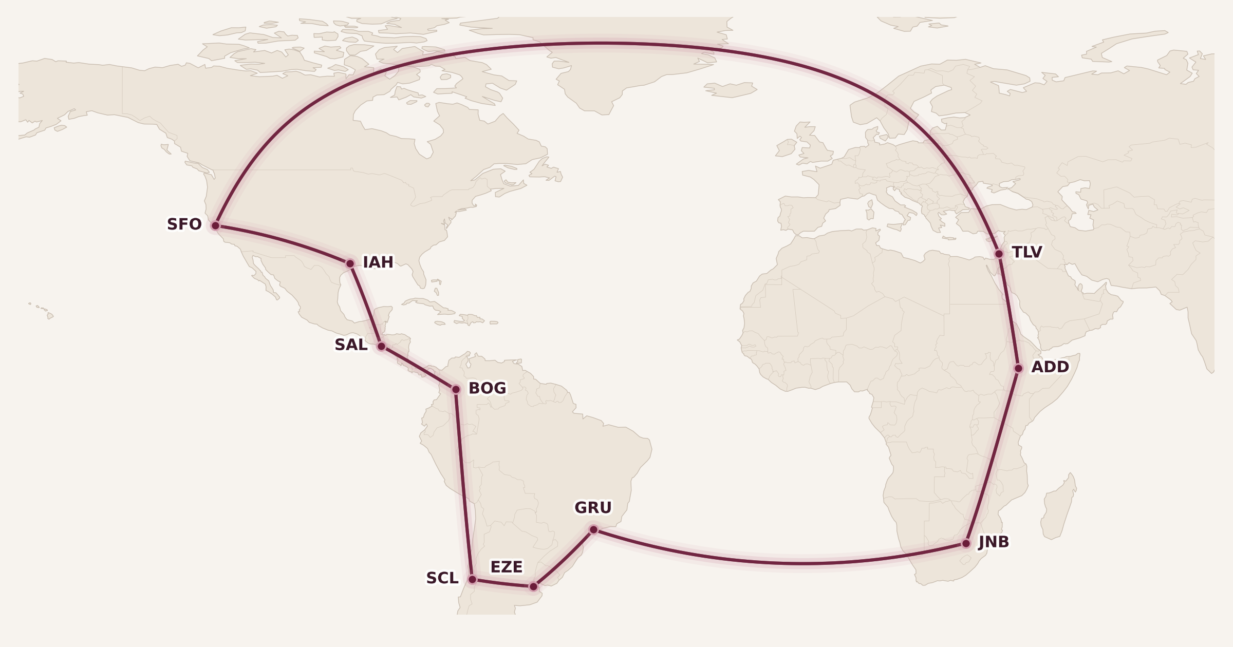 Map for Aeroplan Mini-RTW: Two Weeks to Go!