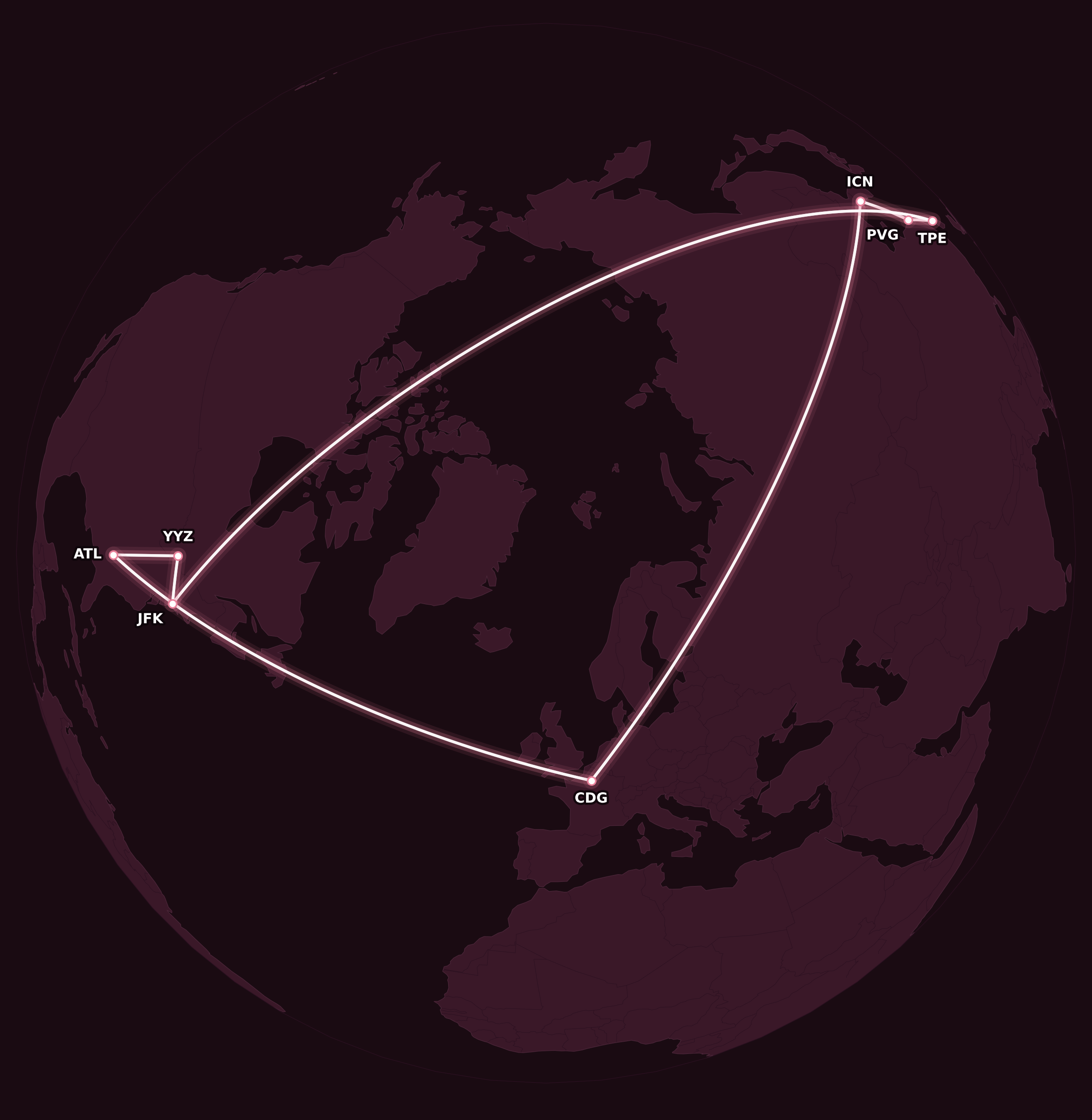 Map for The Aeromexico Club Premier Round-the-World Award
