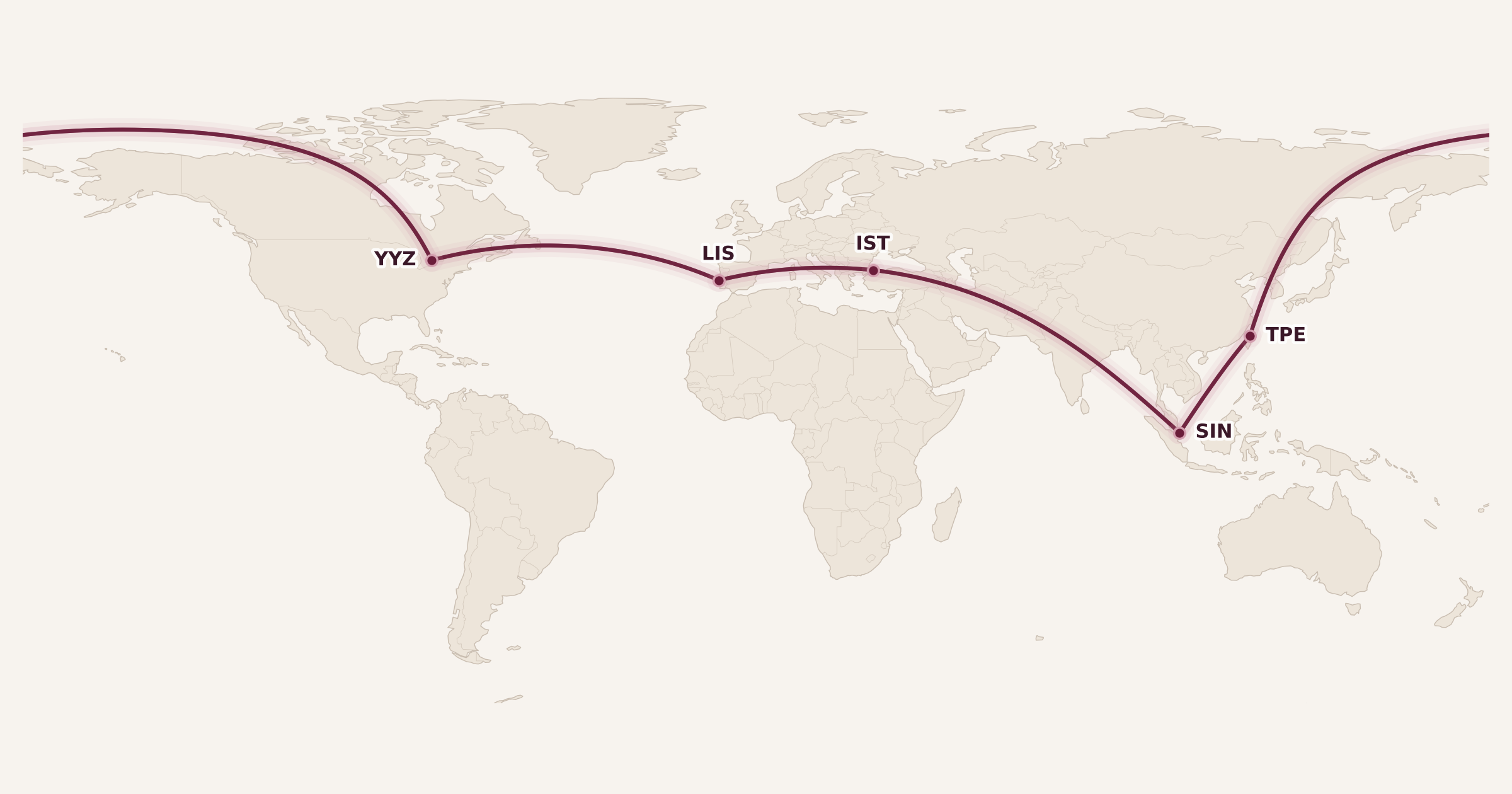 Map for Aeroplan Mini-RTW: Two Weeks to Go!