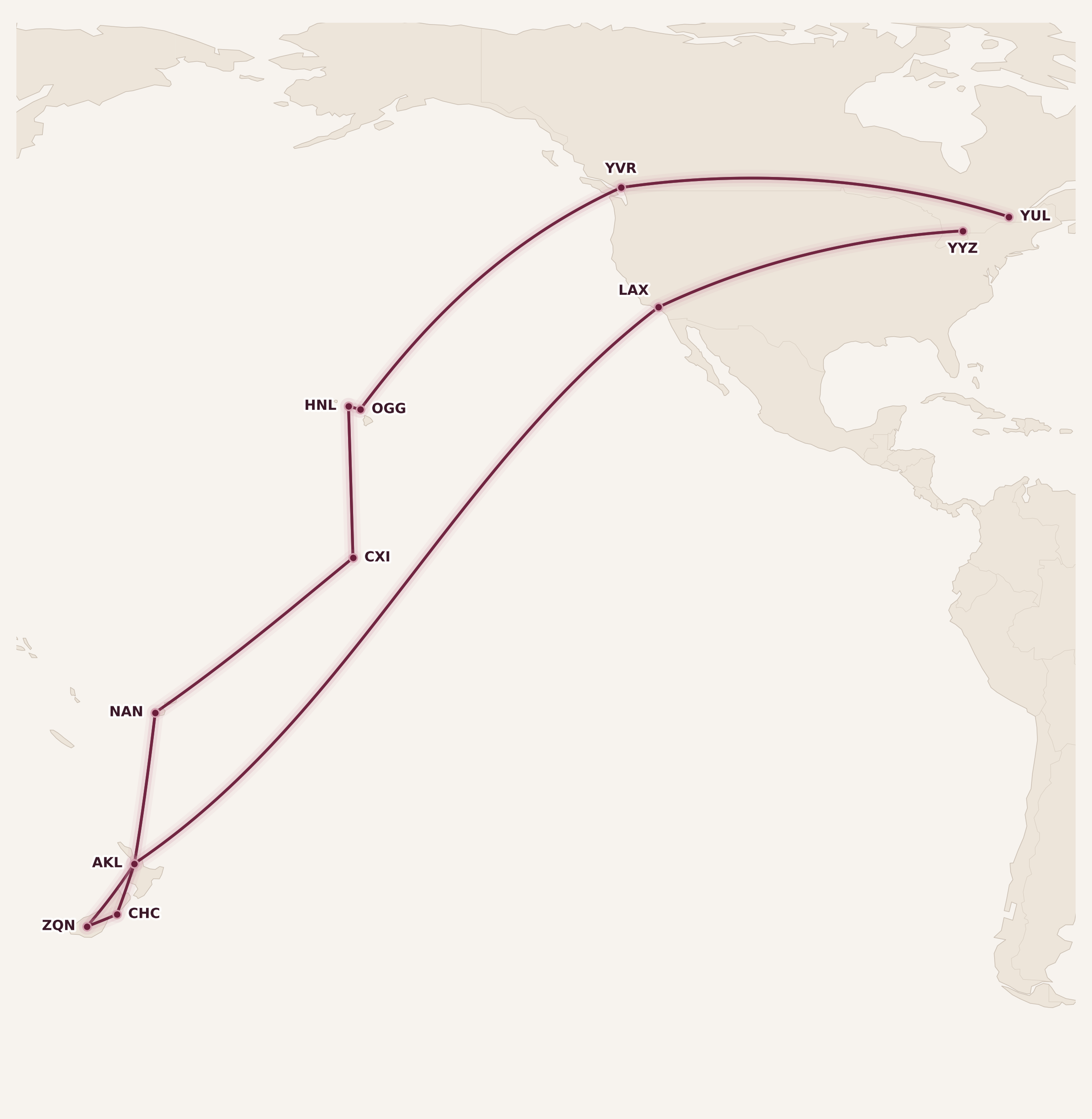 Map for Booked: Aloha, Bula, and Kia Ora
