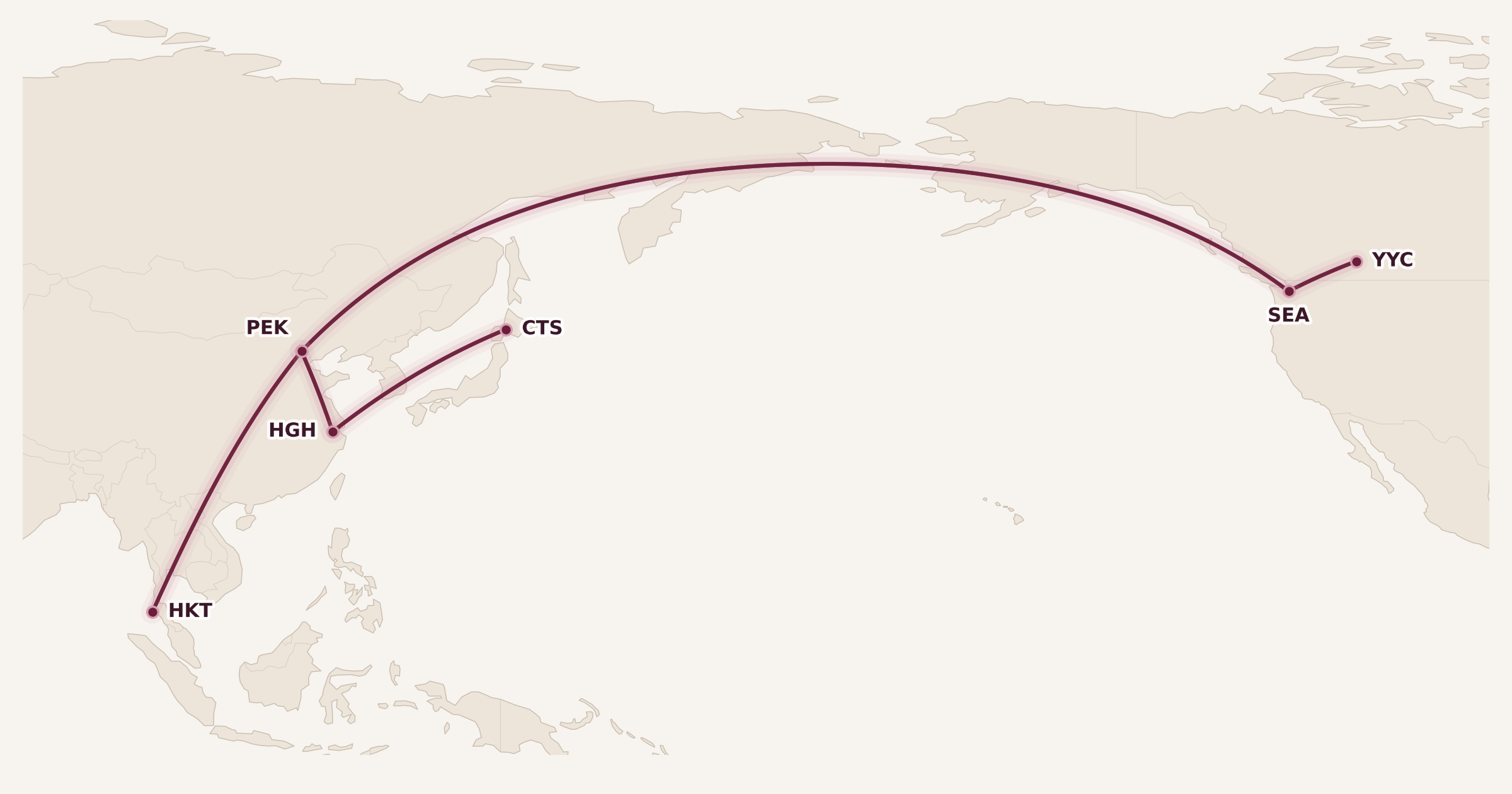 Map for Creative Stopovers with Alaska Mileage Plan