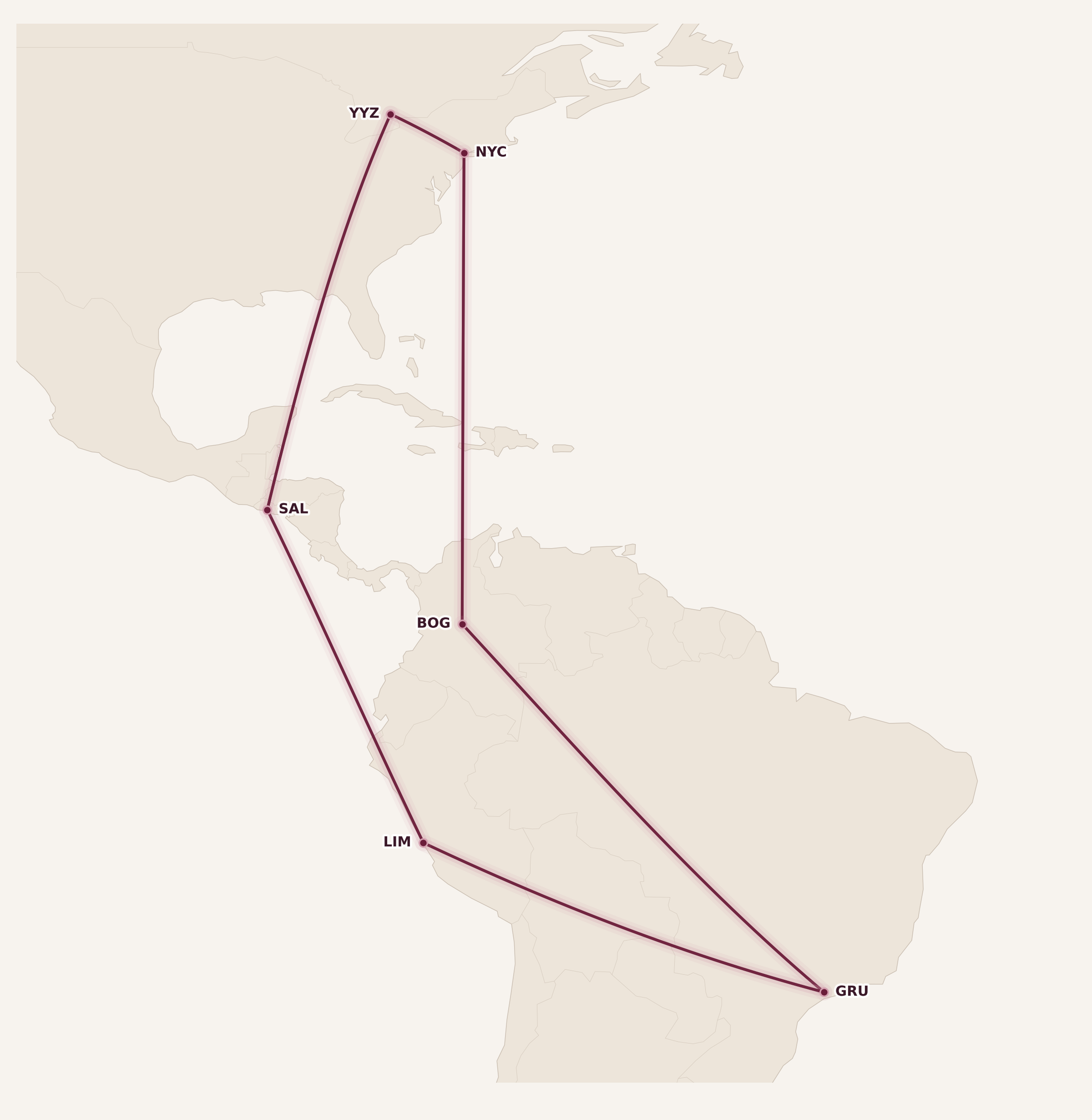 Map for Avianca Returns to Aeroplan