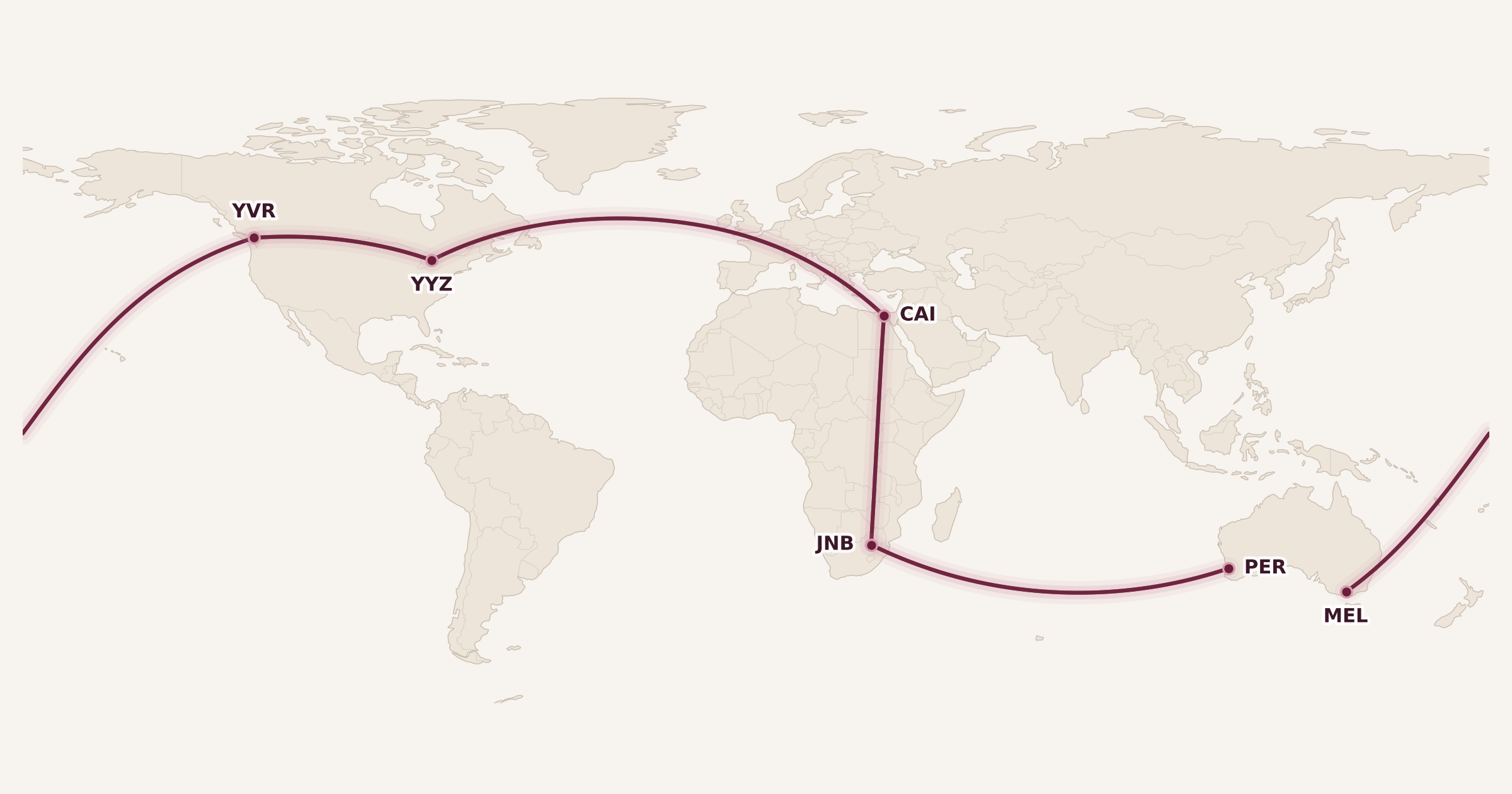 Map for Success Story: Becca’s Trip to Africa and Australia, All on Points