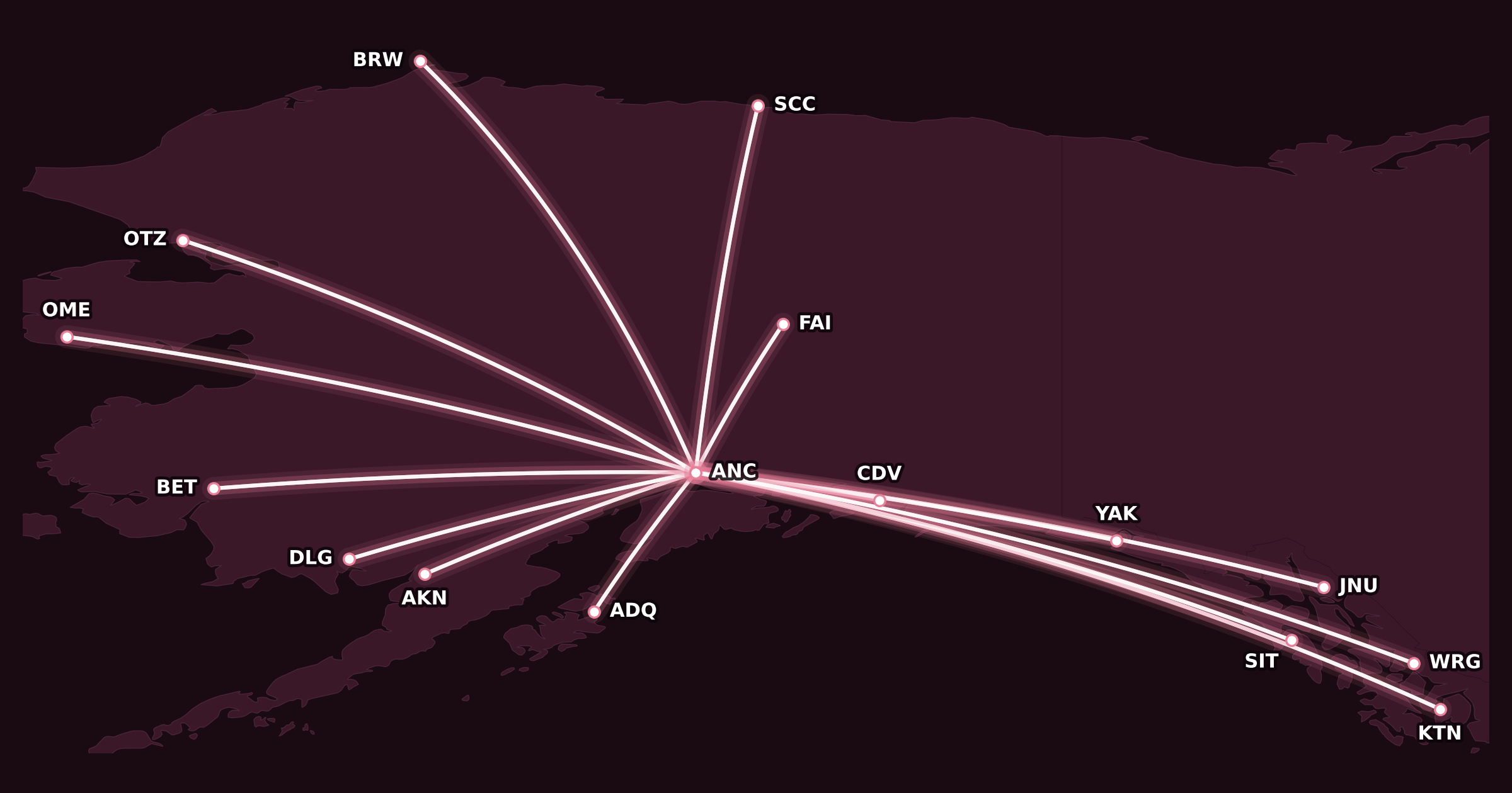 Map for 9 Sweet Redemptions with Alaska Mileage Plan