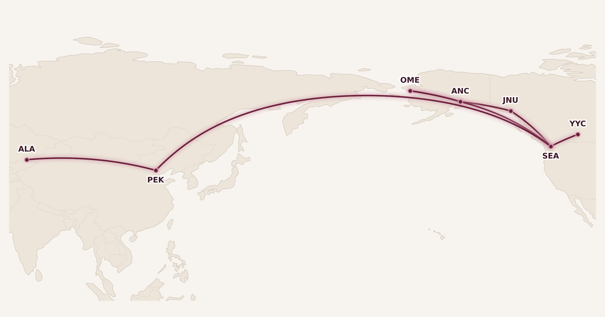 Map for Creative Stopovers with Alaska Mileage Plan