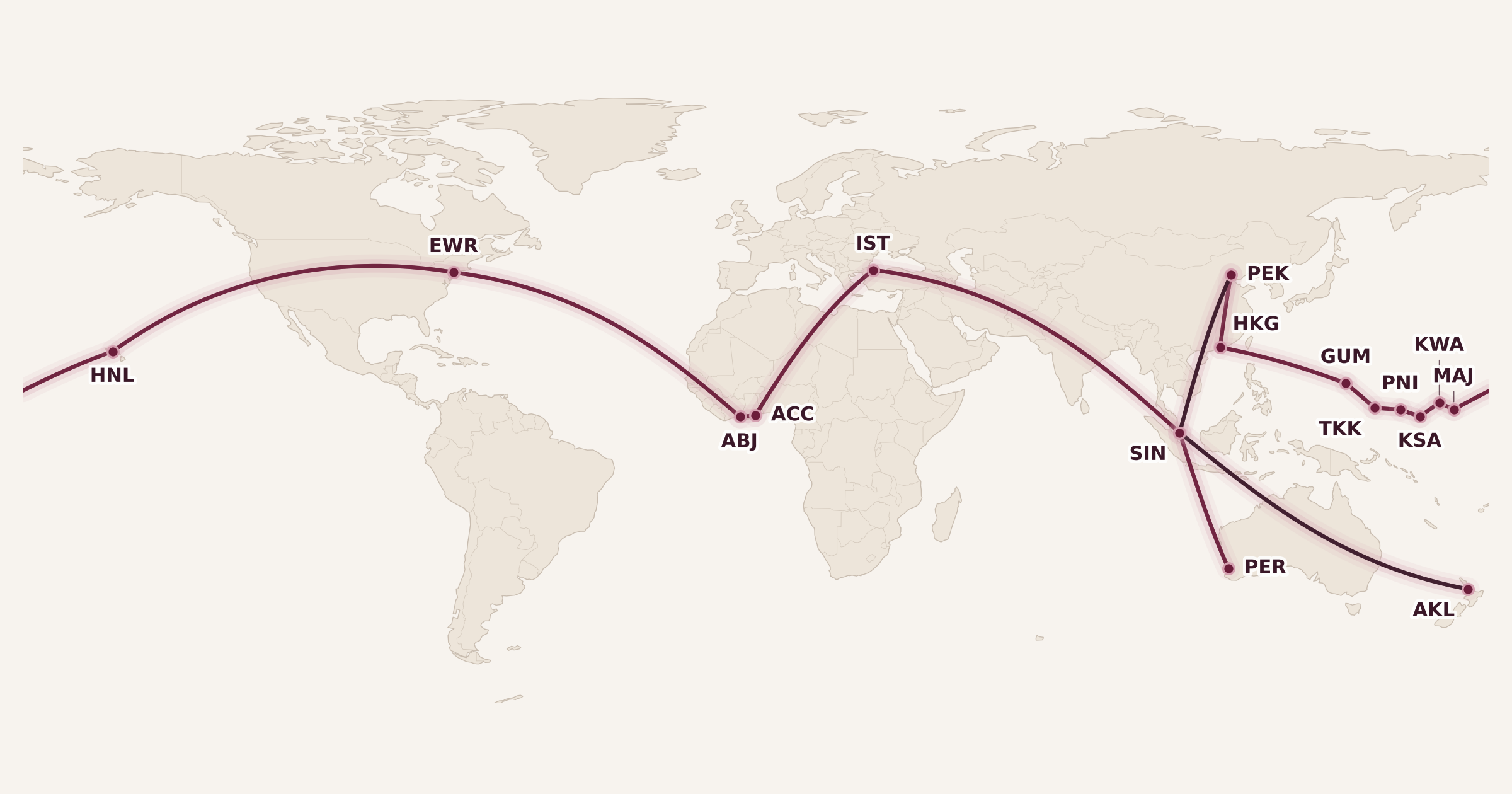 Map for Booked: The Crazy Aeroplan Trip
