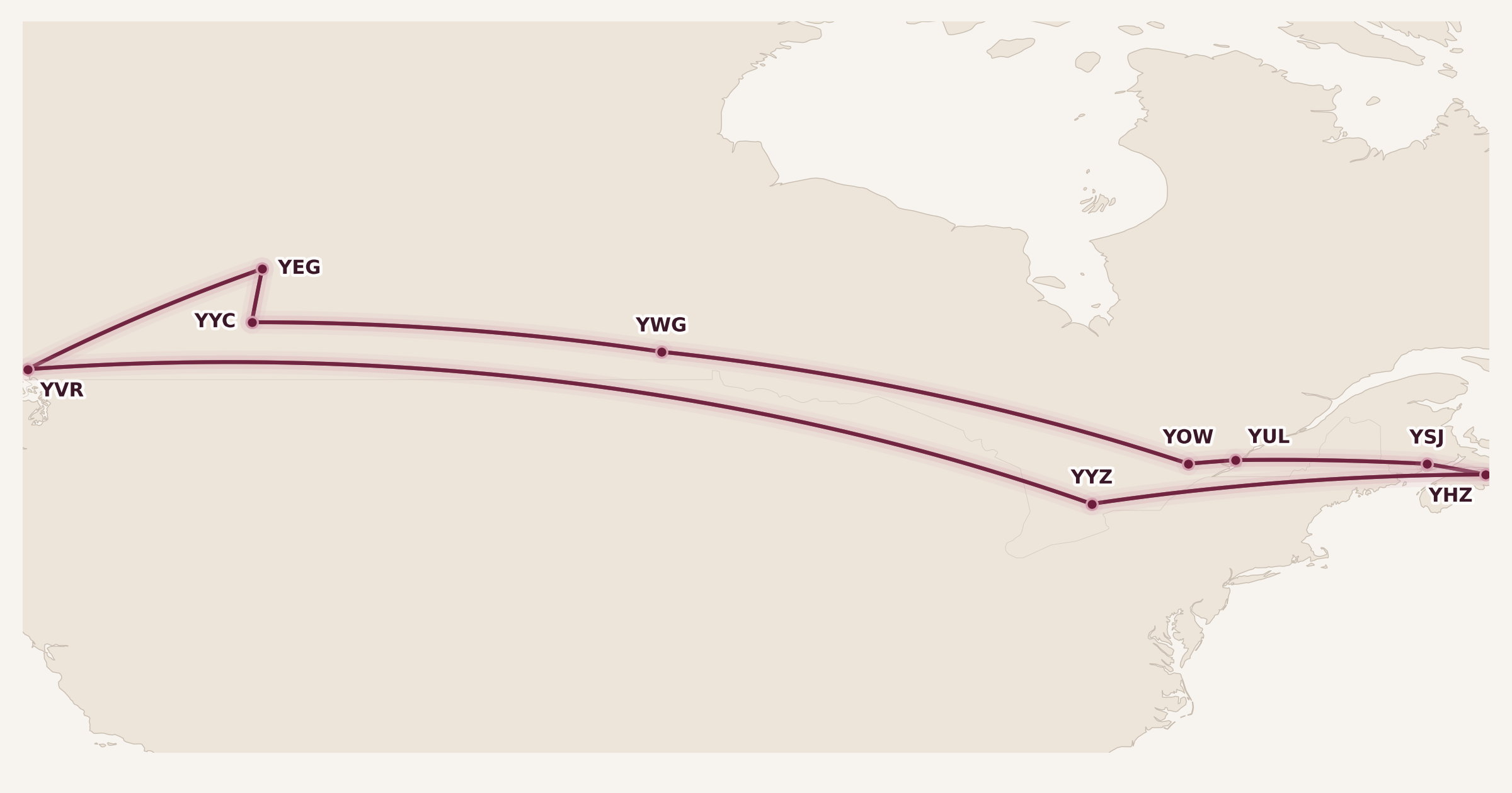 Map for Booked: The Canadian Hopper