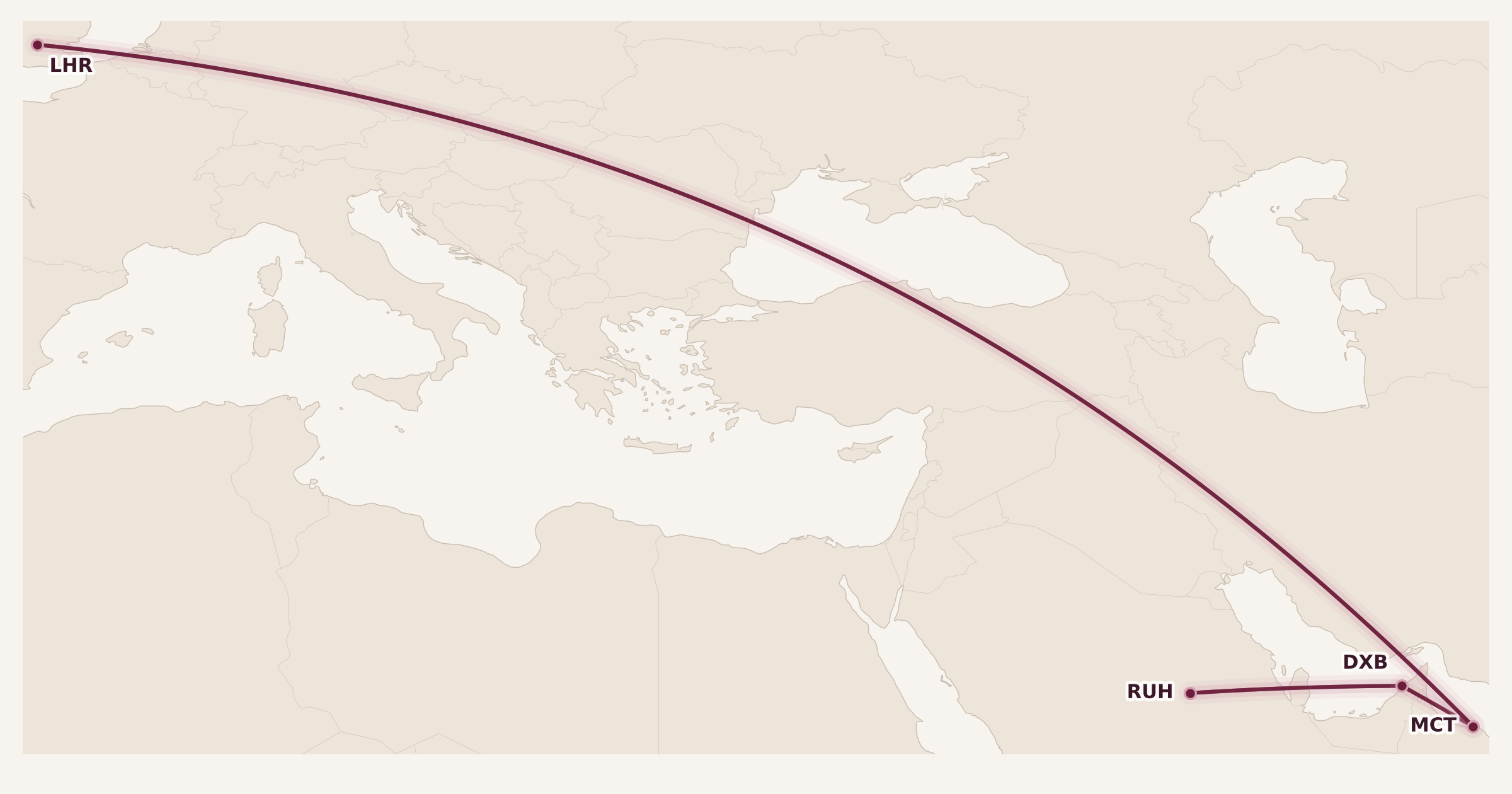 Map for Booked: Flying Dutchman, Bahraini, and Omani