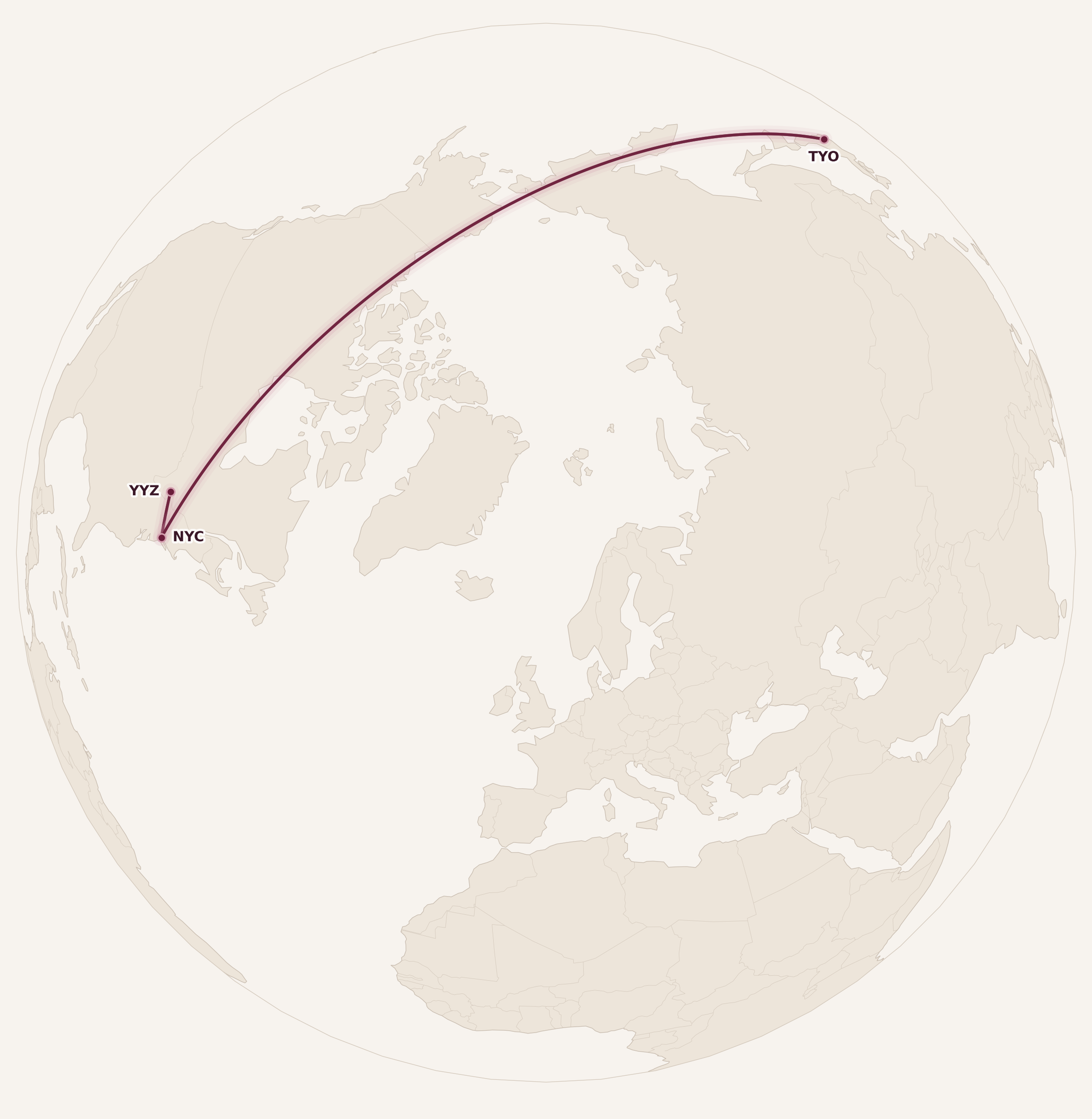 Map for RBC Avion Chart: Book One-Way Flights Starting at 7,500 Points