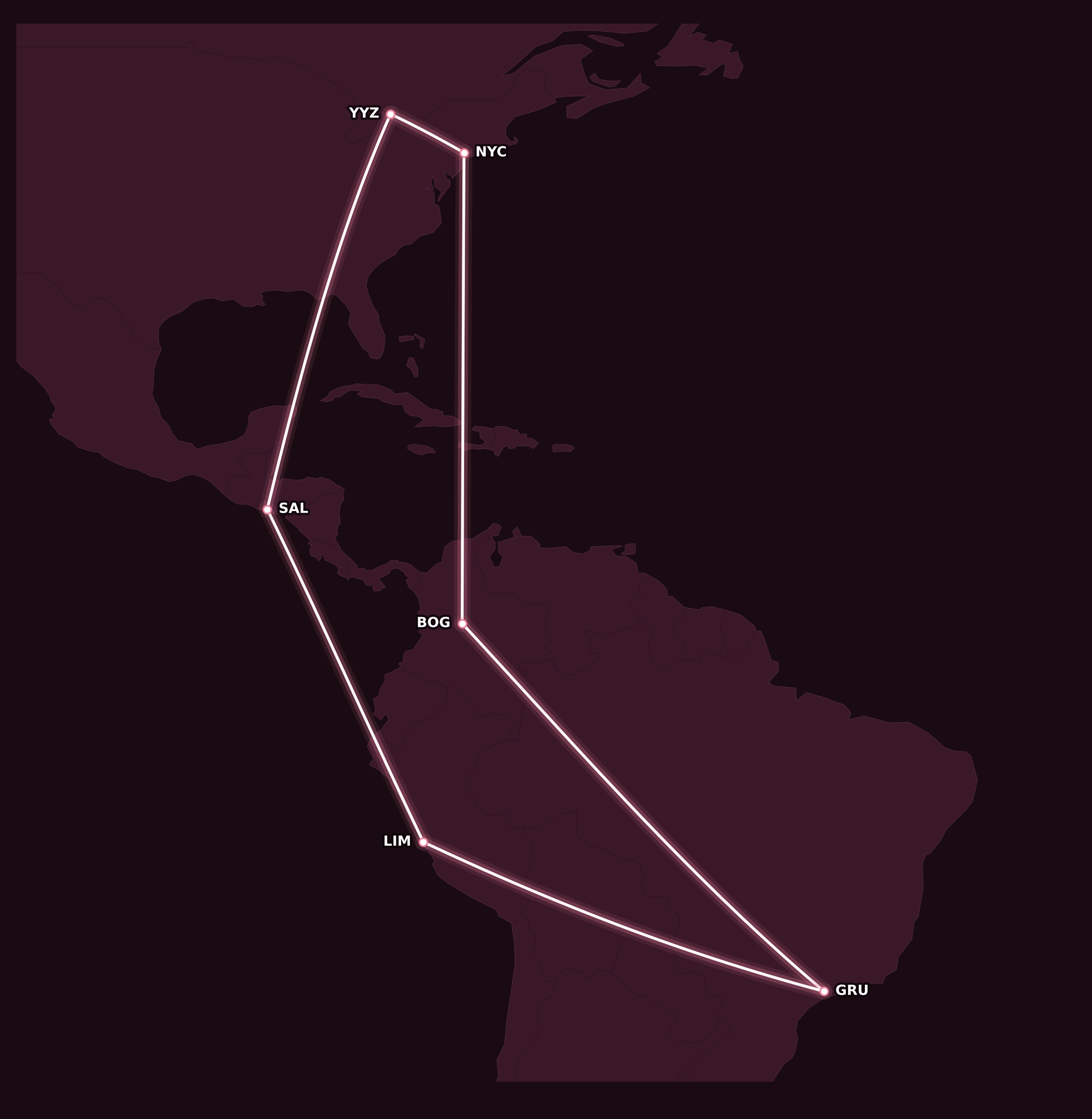 Map for Avianca Returns to Aeroplan