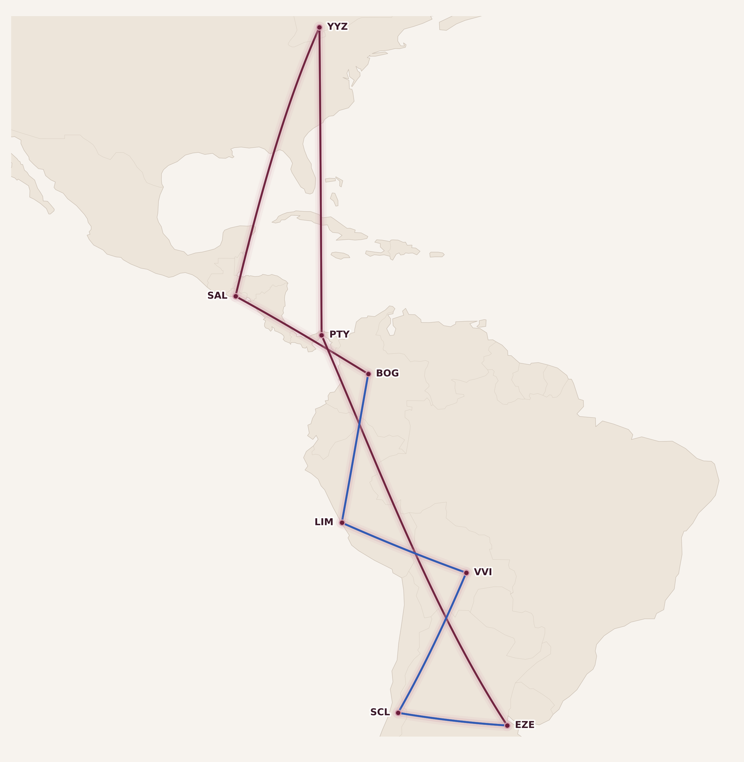 Map for Living in a Two-Stop Aeroplan Mini-RTW World