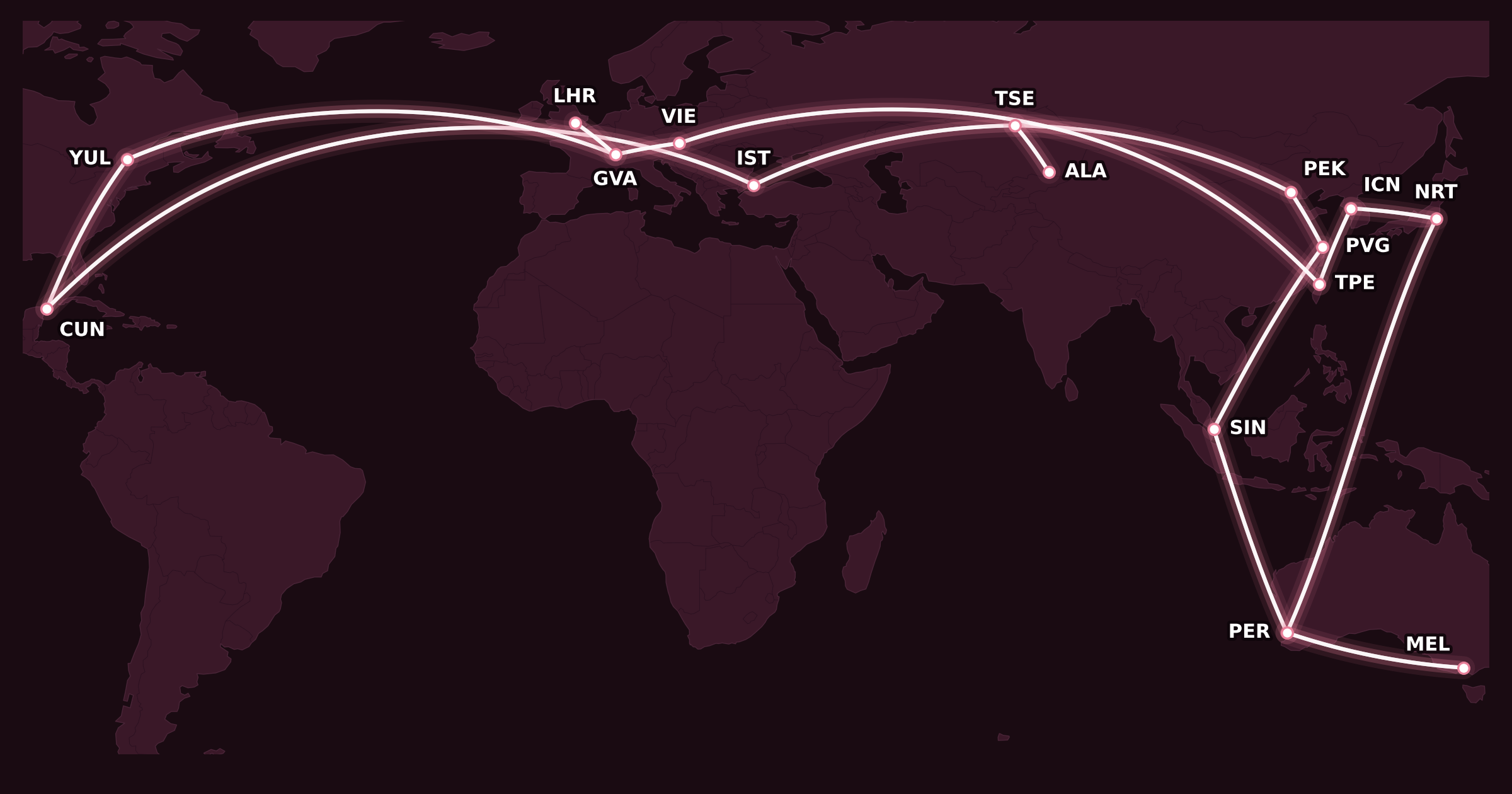 Map for Booked: Relentlessly Round-the-World