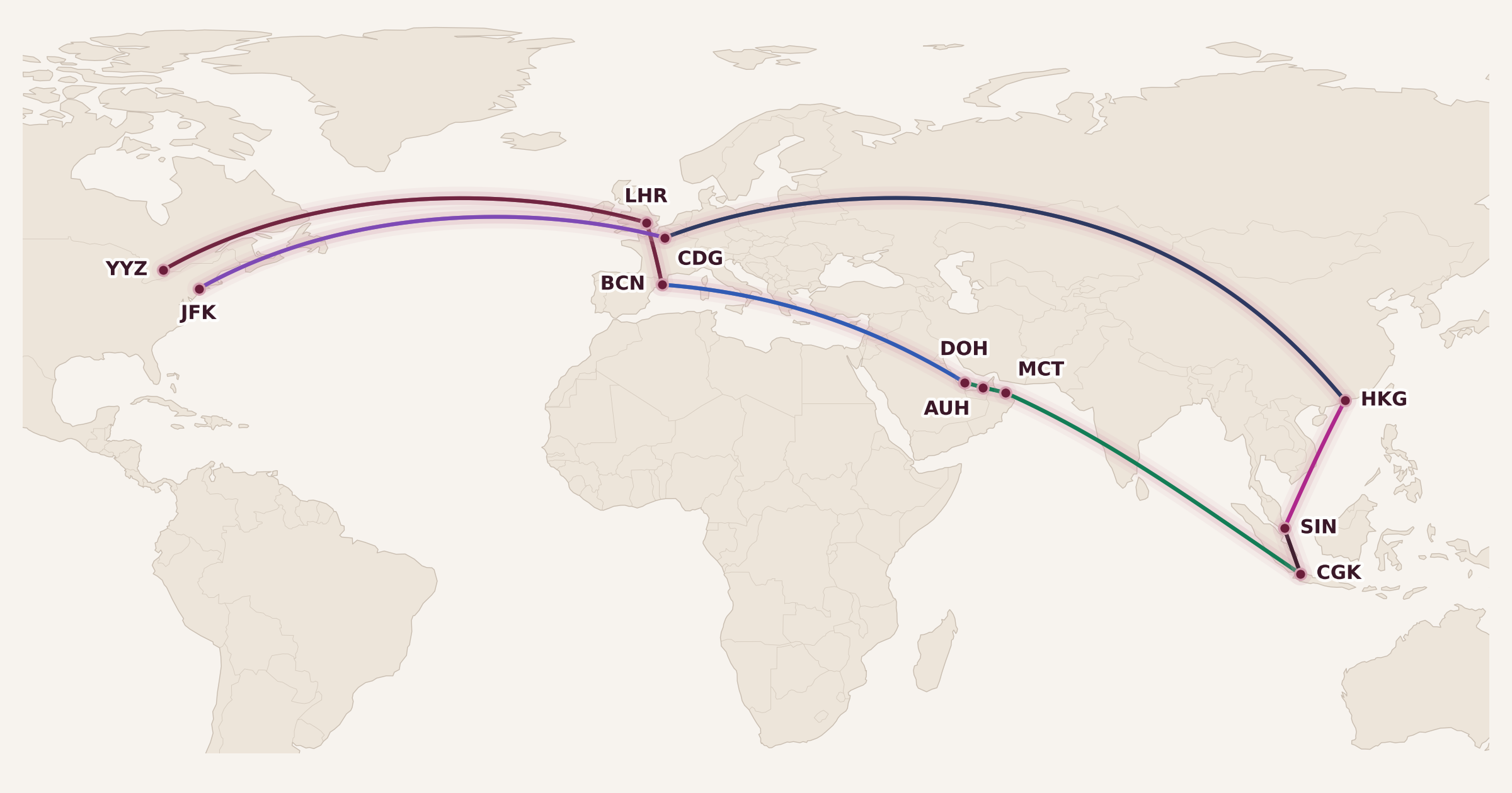 Map for Booked: Six Airlines to South East Asia
