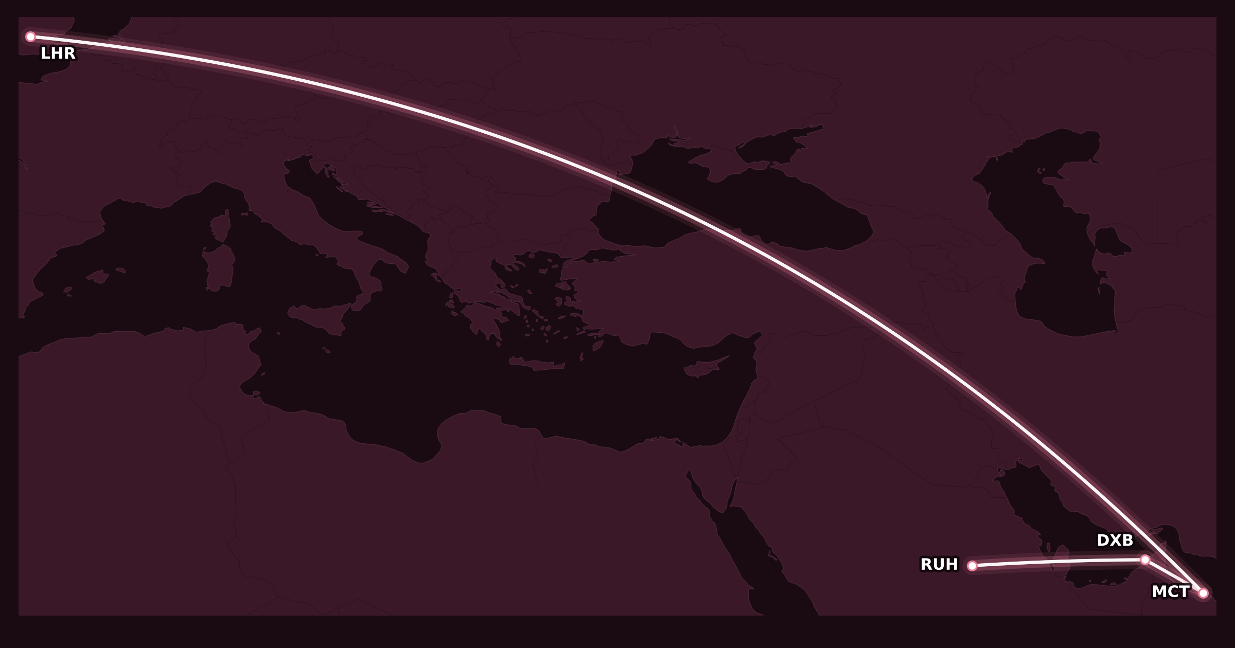 Map for Booked: Flying Dutchman, Bahraini, and Omani