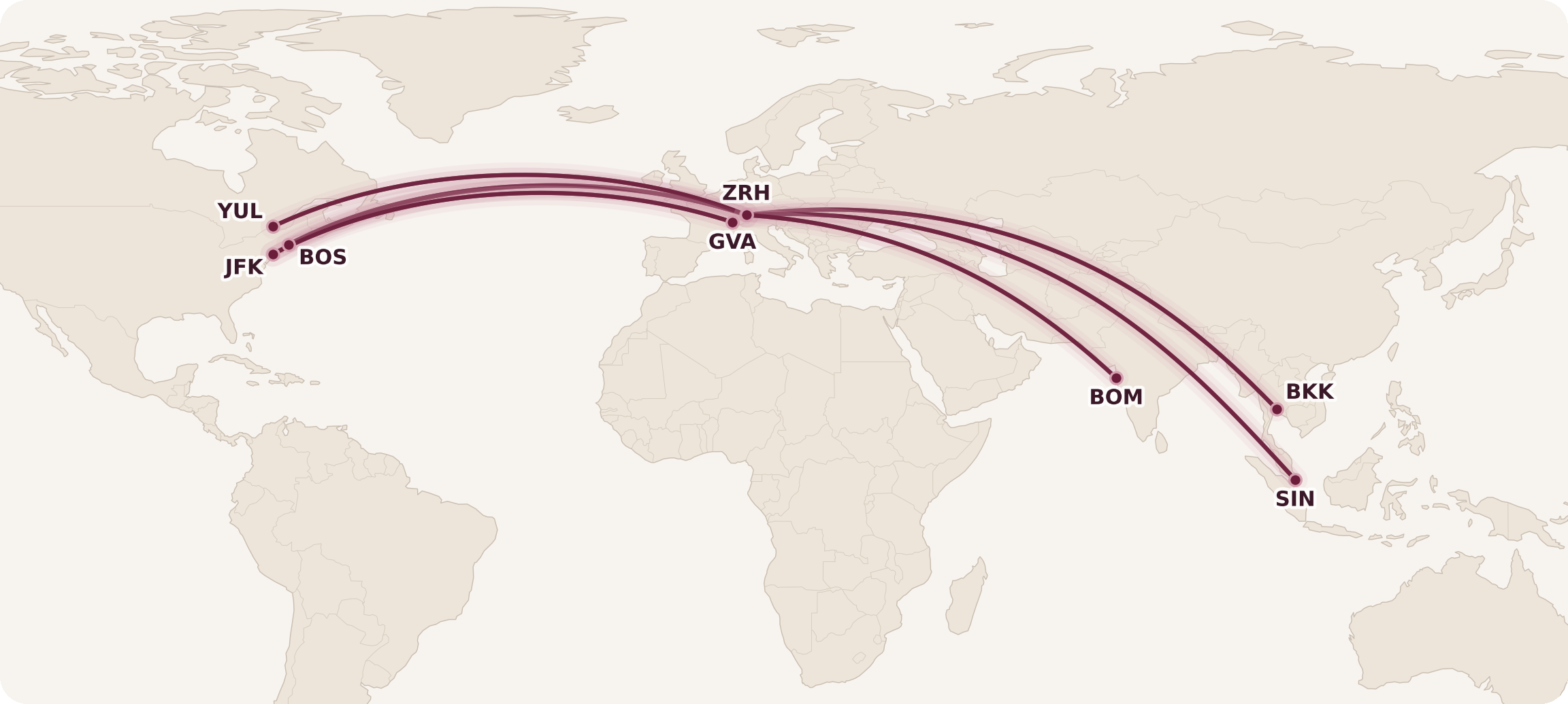 Swiss Business Class Routes