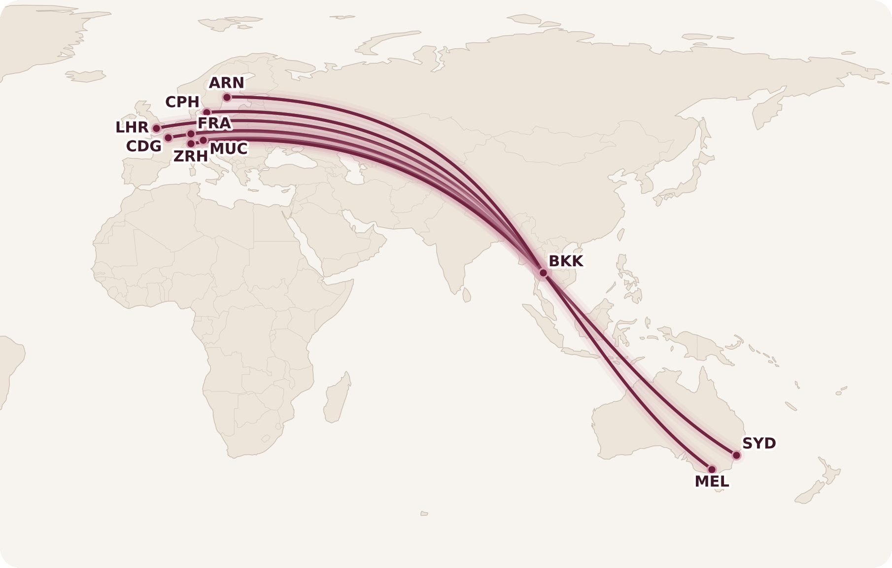 Thai Airways Business Class Routes